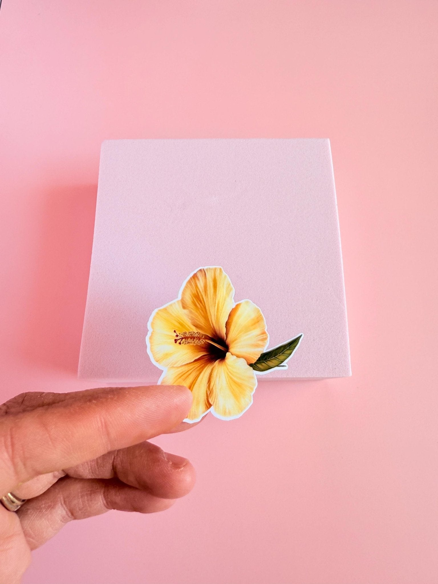 Yellow Hibiscus Sticker | Tropical Floral Vinyl Decal by The Sticker Era