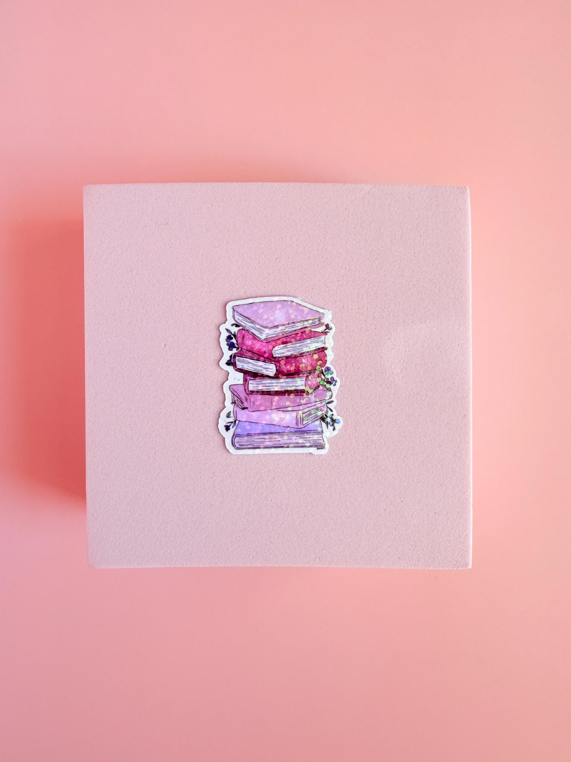 Colorful Book Stack Sticker – Vinyl Decal for Book Lovers, Journals & Planners - The Sticker Era