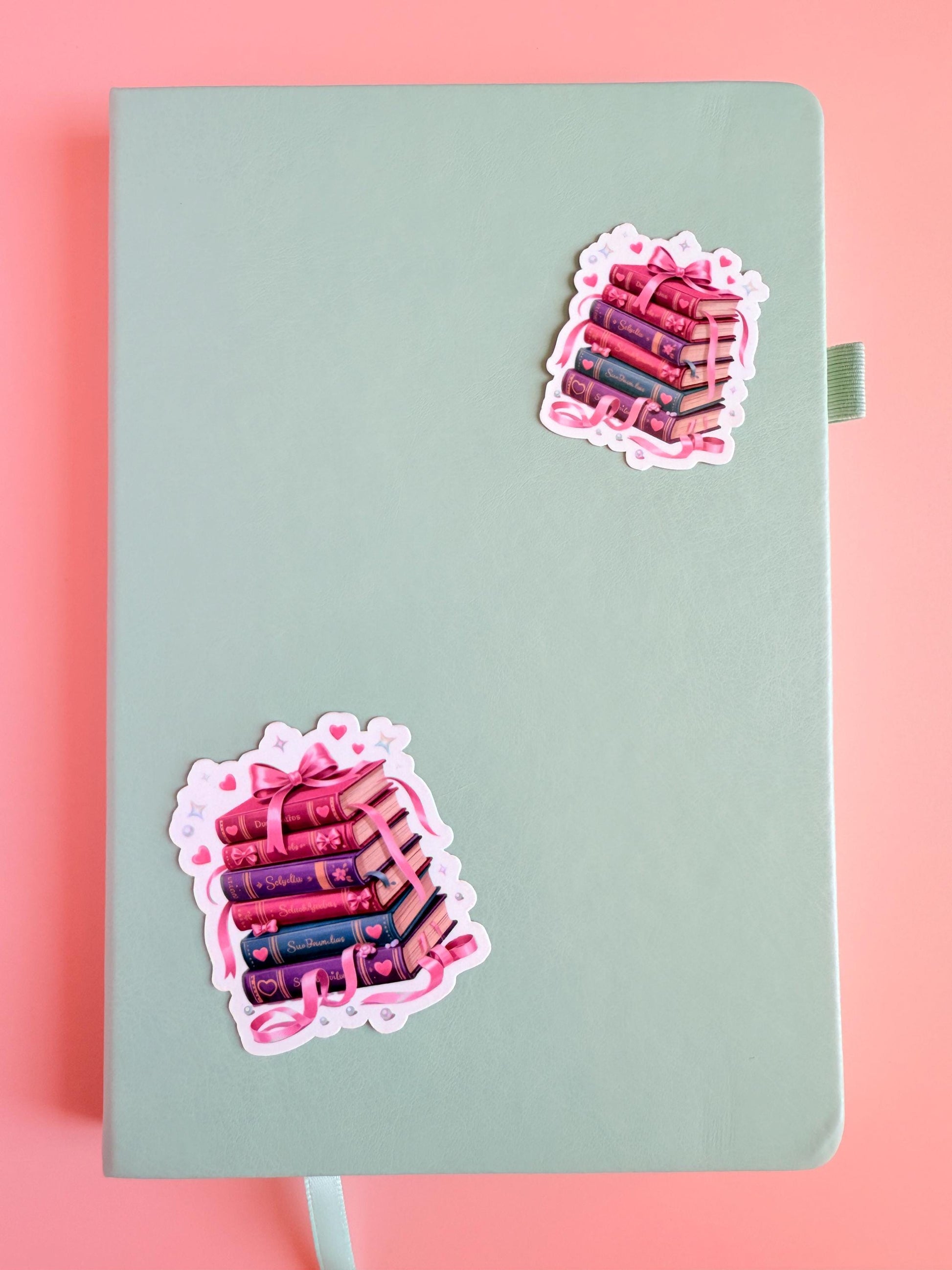 Coquette Book Stack Sticker – Cute Pink Booktok Vinyl, Soft Girl Reading Aesthetic, Romance Reader Sticker Decor - The Sticker Era