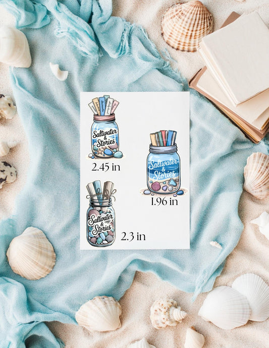 Saltwater & Stories Sticker Bundle | Beachy Bookish Summer Set | Ocean Aesthetic Vinyl Stickers for Readers|Writers, nature journal stickers - The Sticker Era