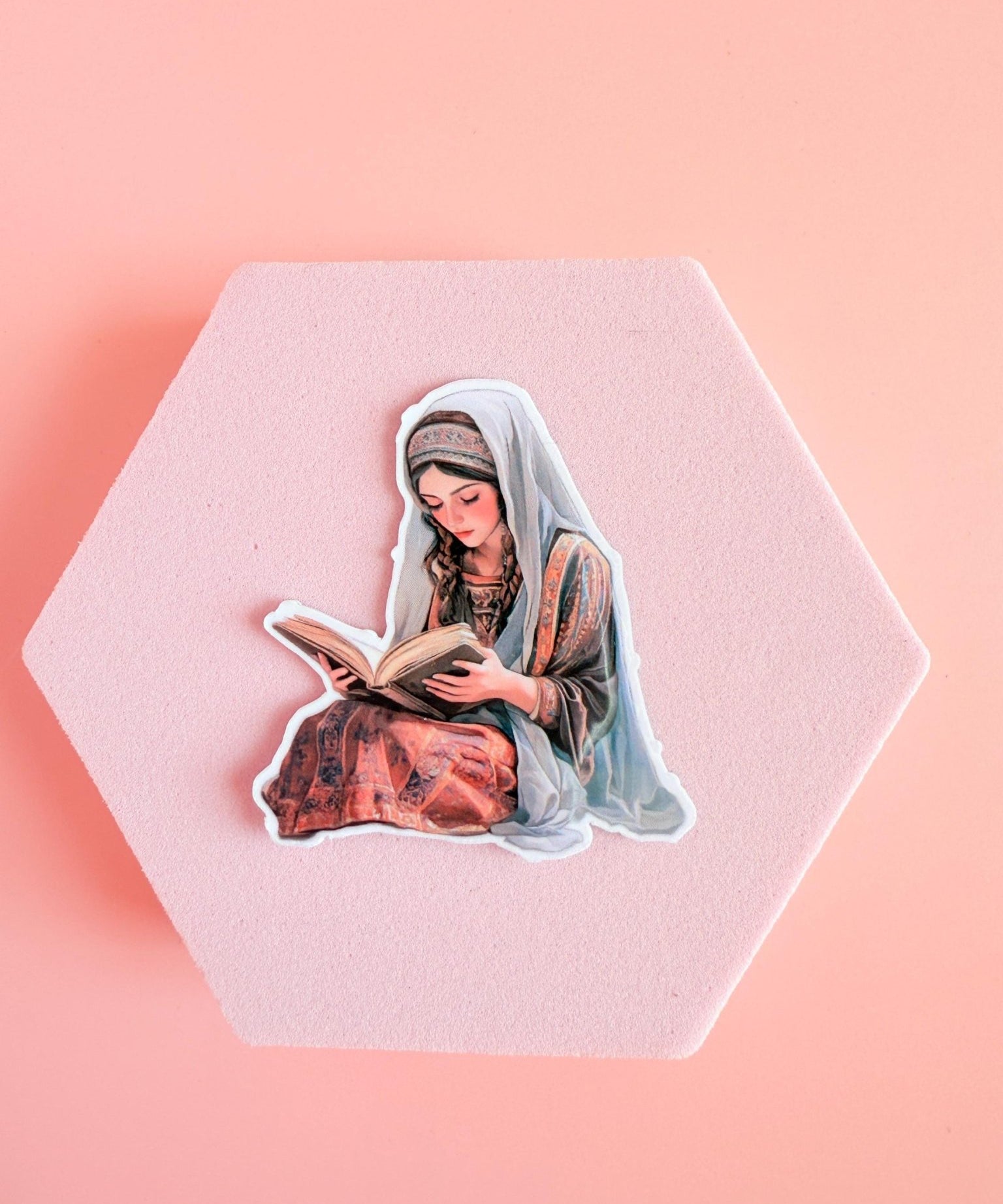 Vintage Reading Woman Sticker | Cozy Bookish Aesthetic Vinyl Decal by The Sticker Era