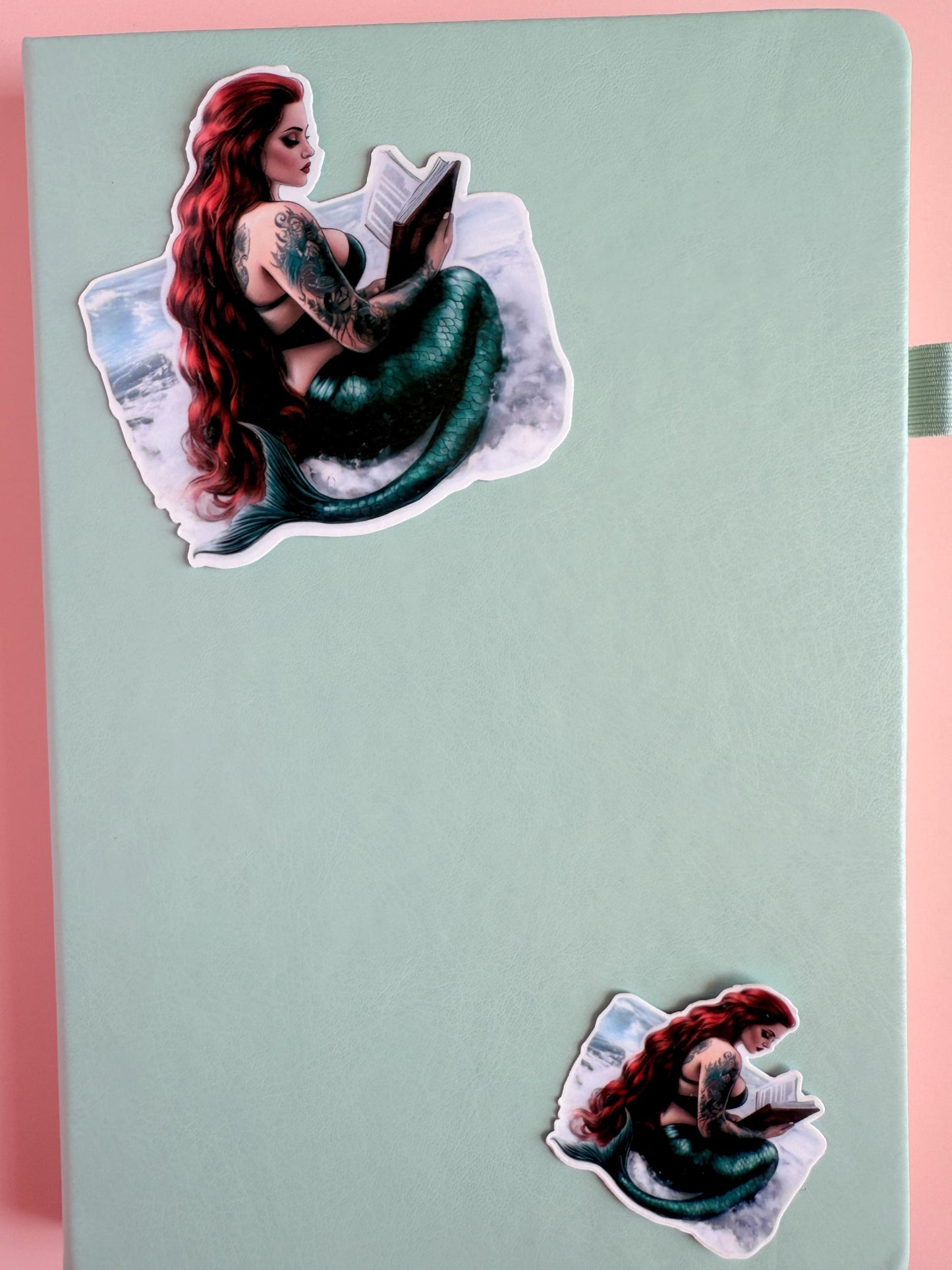 Back View Mermaid Reading Sticker – Tattooed Bookish Ocean Fantasy Vinyl for Kindles & Journals|gifts - The Sticker Era
