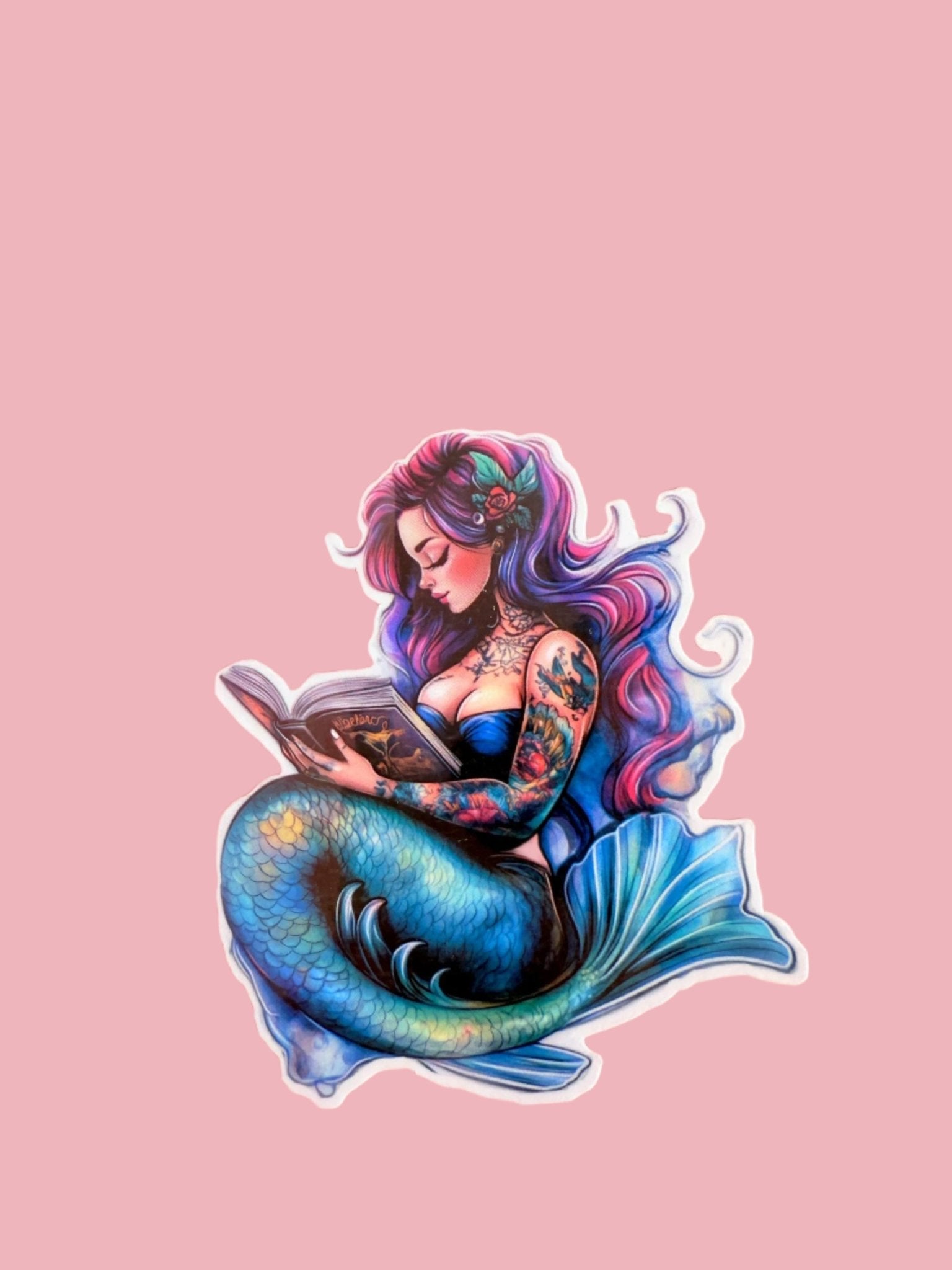 Curvy Mermaid Reading Sticker | Plus-Size Pastel Fantasy Vinyl Decal by The Sticker Era