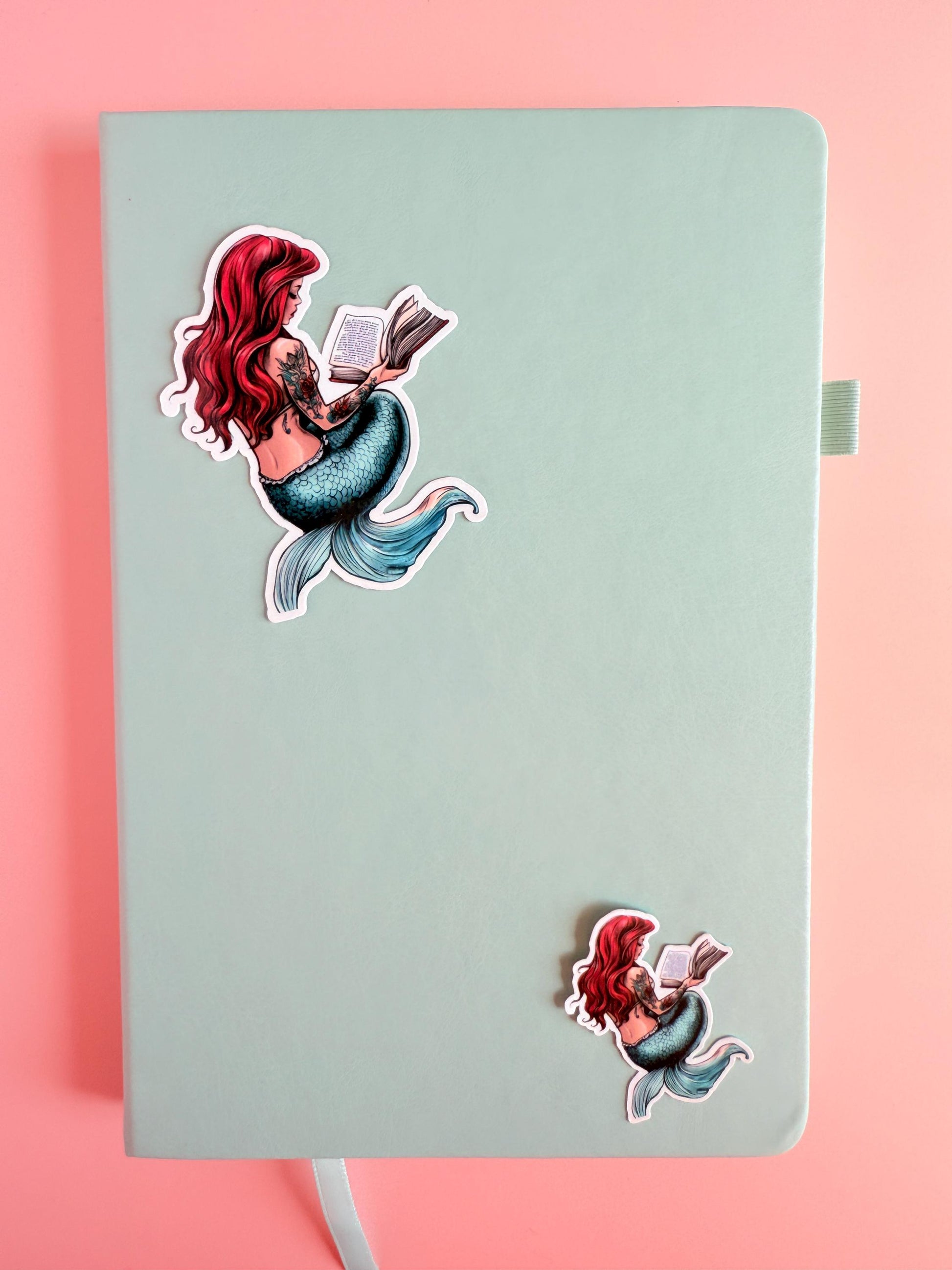 Whimsical Mermaid Reading Sticker – ariel reading l for Bookish Planners, Kindles & Water Bottles | gifts for her | book club gift - The Sticker Era