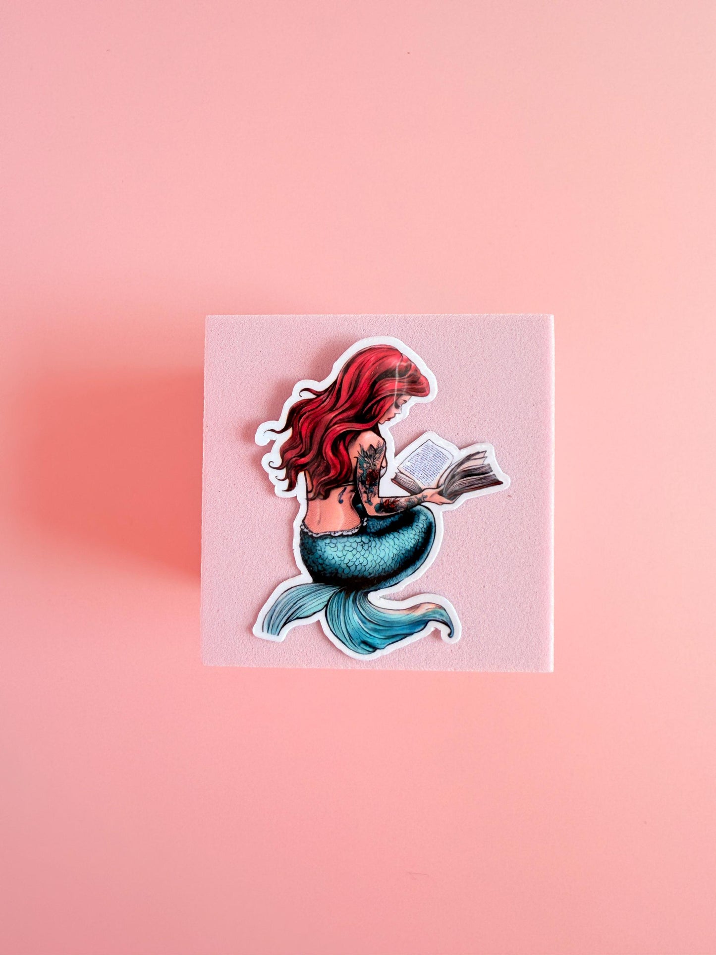 Whimsical Mermaid Reading Sticker – ariel reading l for Bookish Planners, Kindles & Water Bottles | gifts for her | book club gift - The Sticker Era