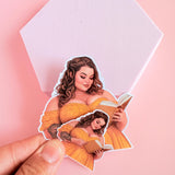 Curvy Girl Reading Sticker: Plus Size Book Lover Vinyl Decal by The Sticker Era