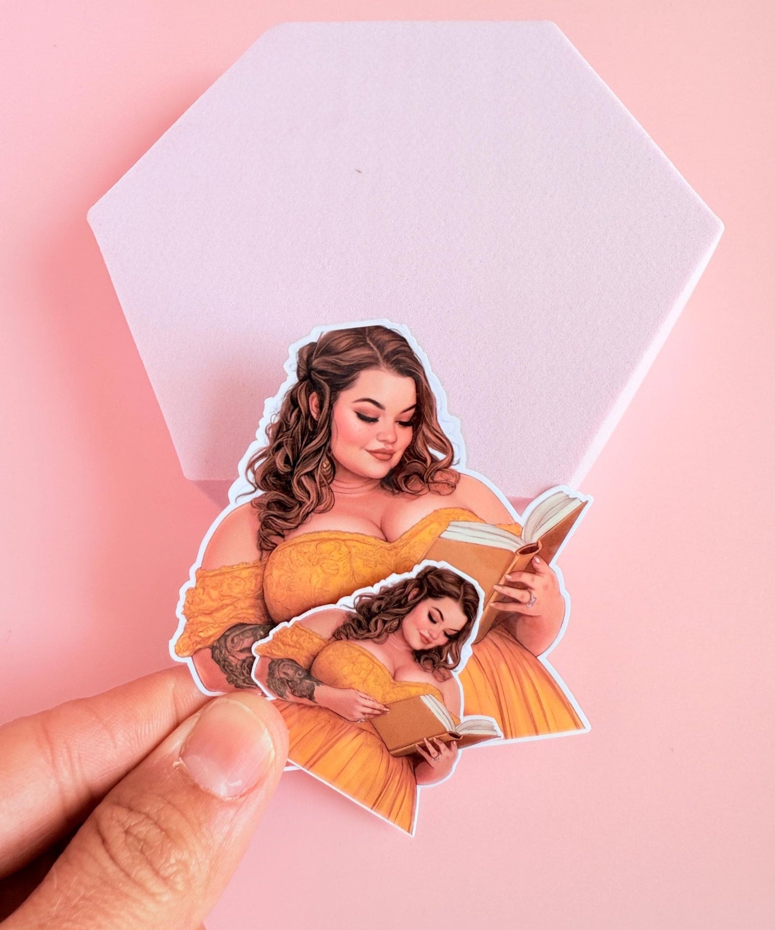 Curvy Girl Reading Sticker: Plus Size Book Lover Vinyl Decal by The Sticker Era