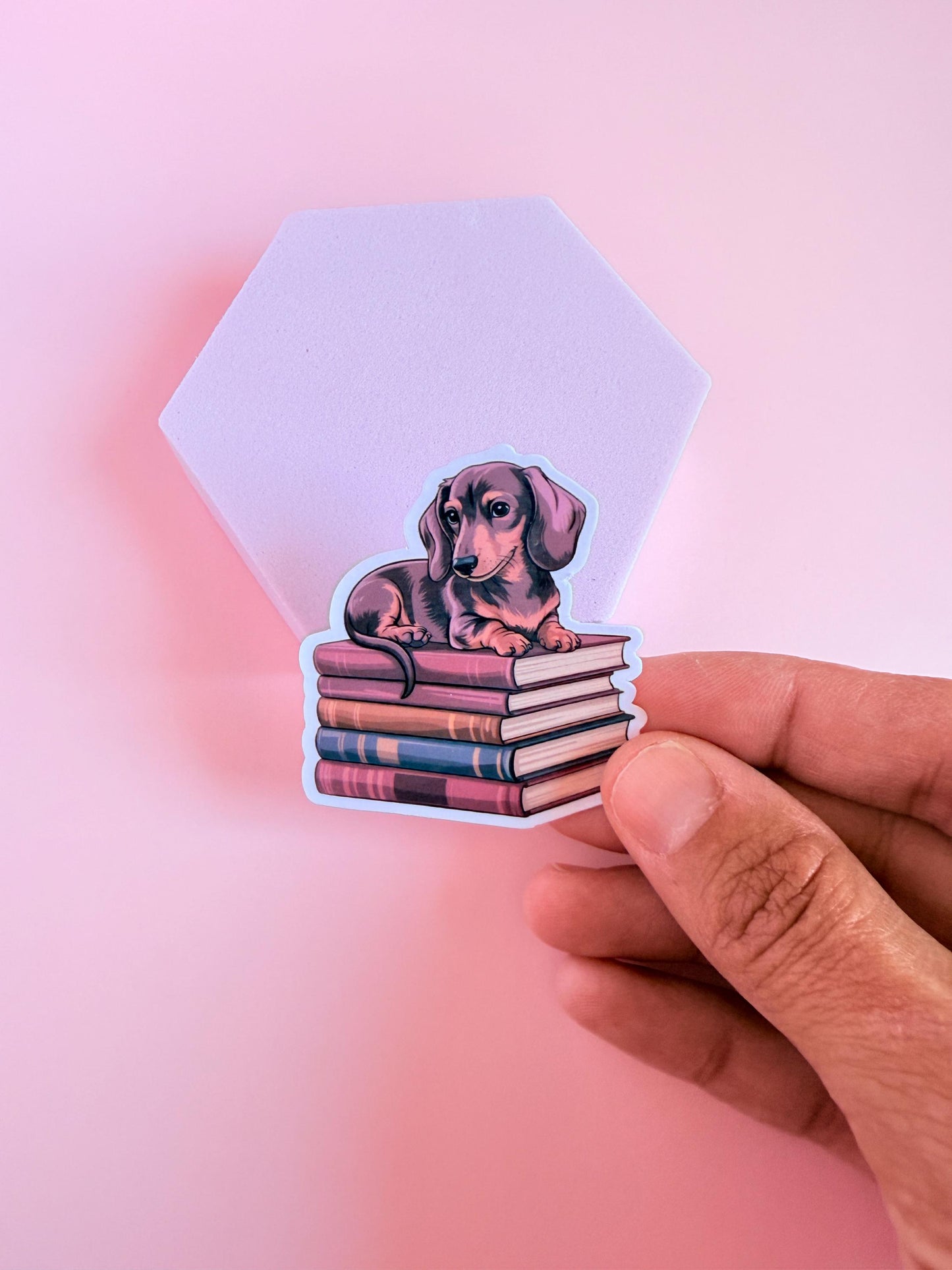 Dachshund on Books Sticker – Cute Dog & Bookish Vinyl for Planners, Dog Lover Gifts| kindle-Bookish Stickers-Reading Sticker-ereader - The Sticker Era