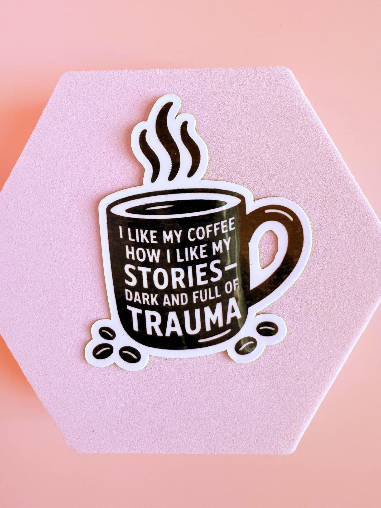 Coffee lover Sticker – Funny meme sticker | Book Lovers, Trauma Readers & Caffeine Chaos |gift| book club gift| birthday gift - The Sticker Era