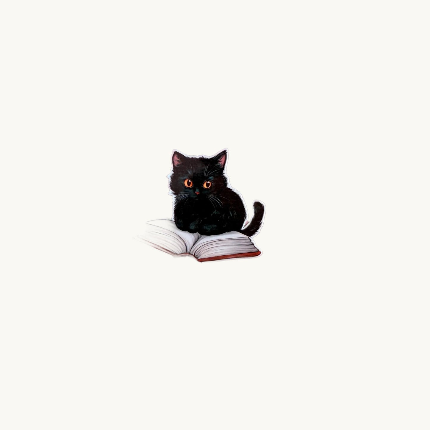 Black Cat on Open Book Sticker–Cute Bookish Cat Vinyl for Readers, Journalers gift & Cozy Aesthetic Lovers|kindle accessories| bookish gift - The Sticker Era
