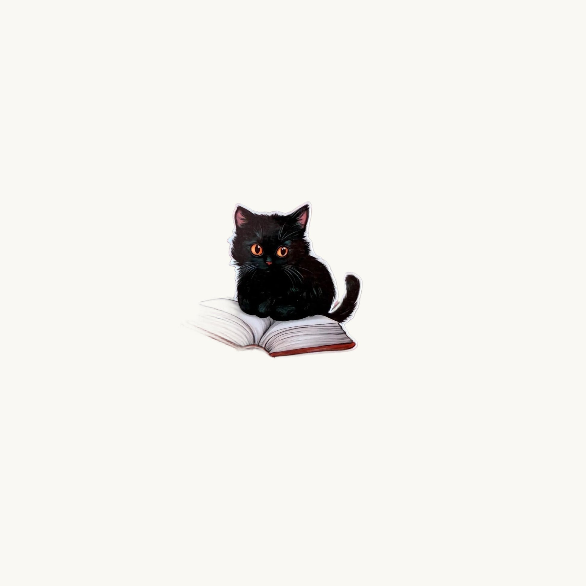 Black Cat on Open Book Sticker–Cute Bookish Cat Vinyl for Readers, Journalers gift & Cozy Aesthetic Lovers|kindle accessories| bookish gift - The Sticker Era