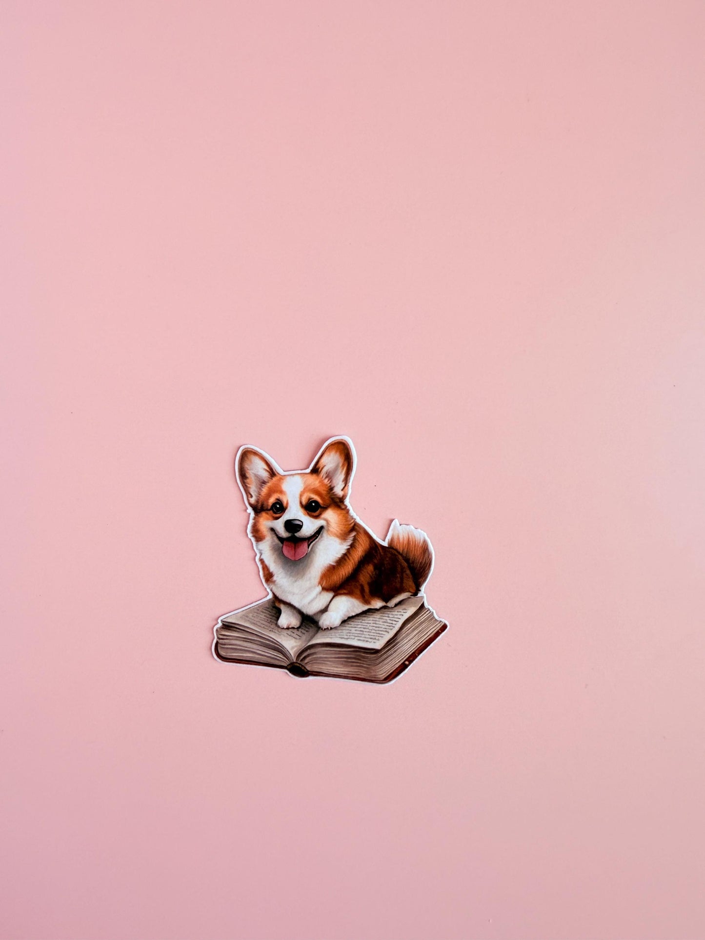 Corgi on a Book Sticker – Cute Bookish Vinyl Decal for Dog Lovers, Planners, Kindle accessories | animal stickers | pet gift| book club gift - The Sticker Era