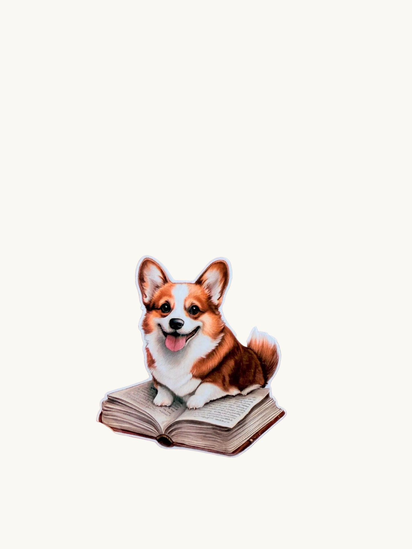 Corgi on a Book Sticker – Cute Bookish Vinyl Decal for Dog Lovers, Planners, Kindle accessories | animal stickers | pet gift| book club gift - The Sticker Era