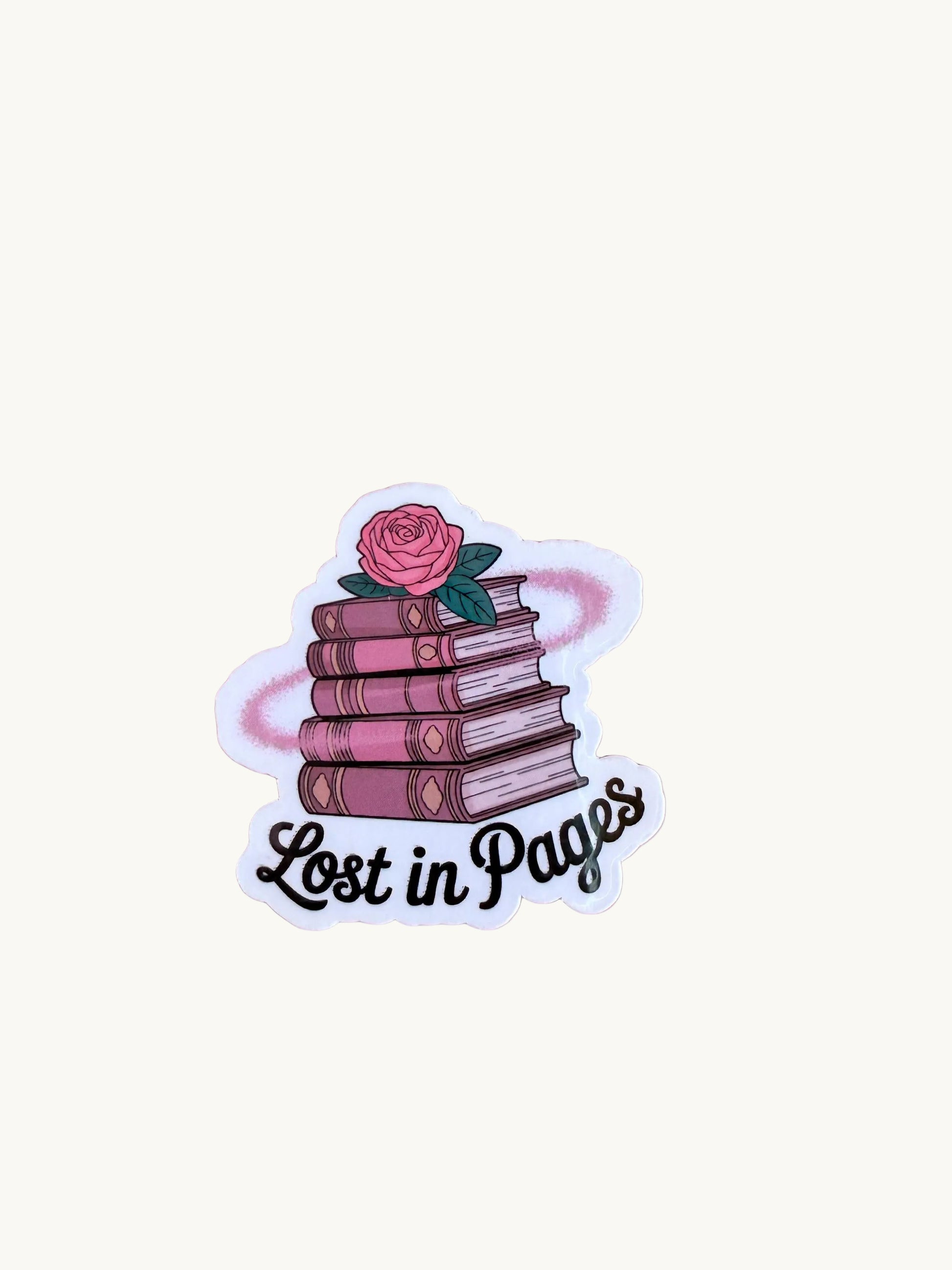 Book club Sticker – Pink Book Stack Vinyl with Rose for Journals, Readers & Bookish Vibes|kindle gifts - The Sticker Era