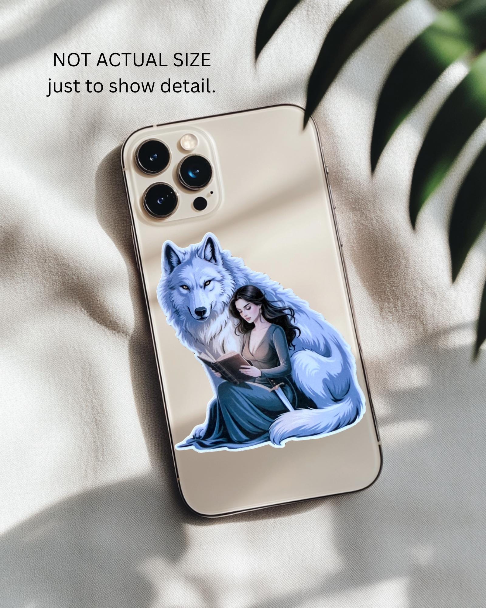 Girl with Wolf Reading Sticker – Mystical Bookish Vinyl Decal for Fantasy Fans & Animal Lovers - The Sticker Era