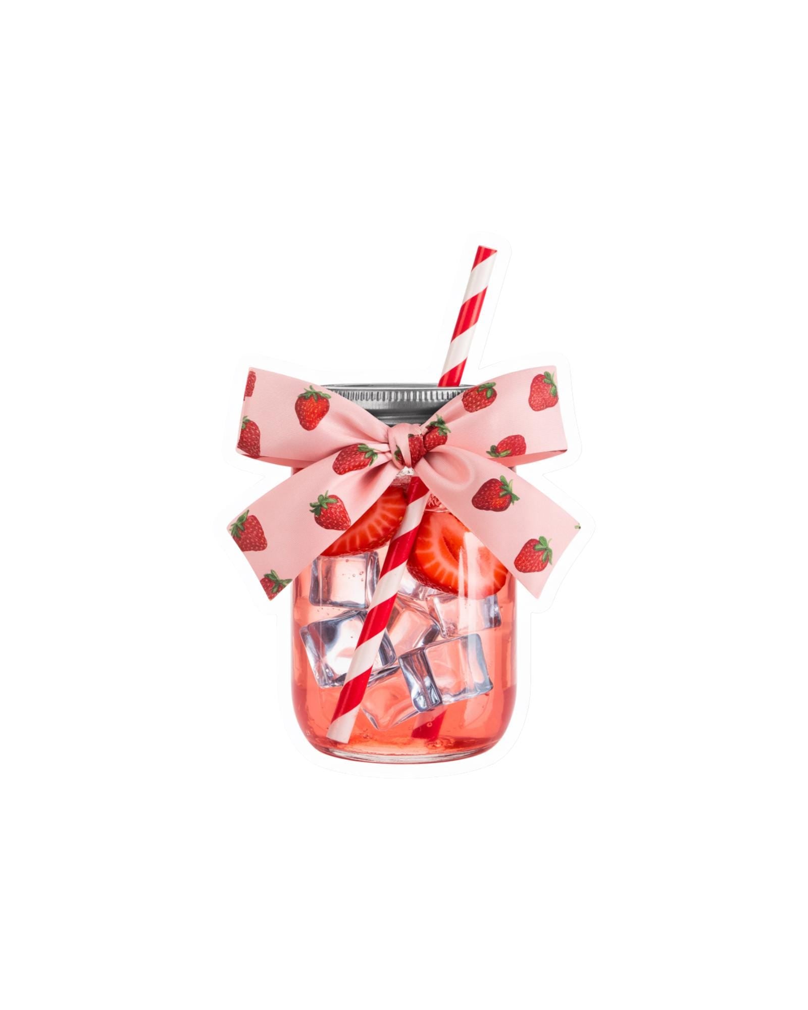 Mason Jar Strawberry Drink Sticker – Cute Vinyl Decal for Water Bottles, Journals & Planners - The Sticker Era