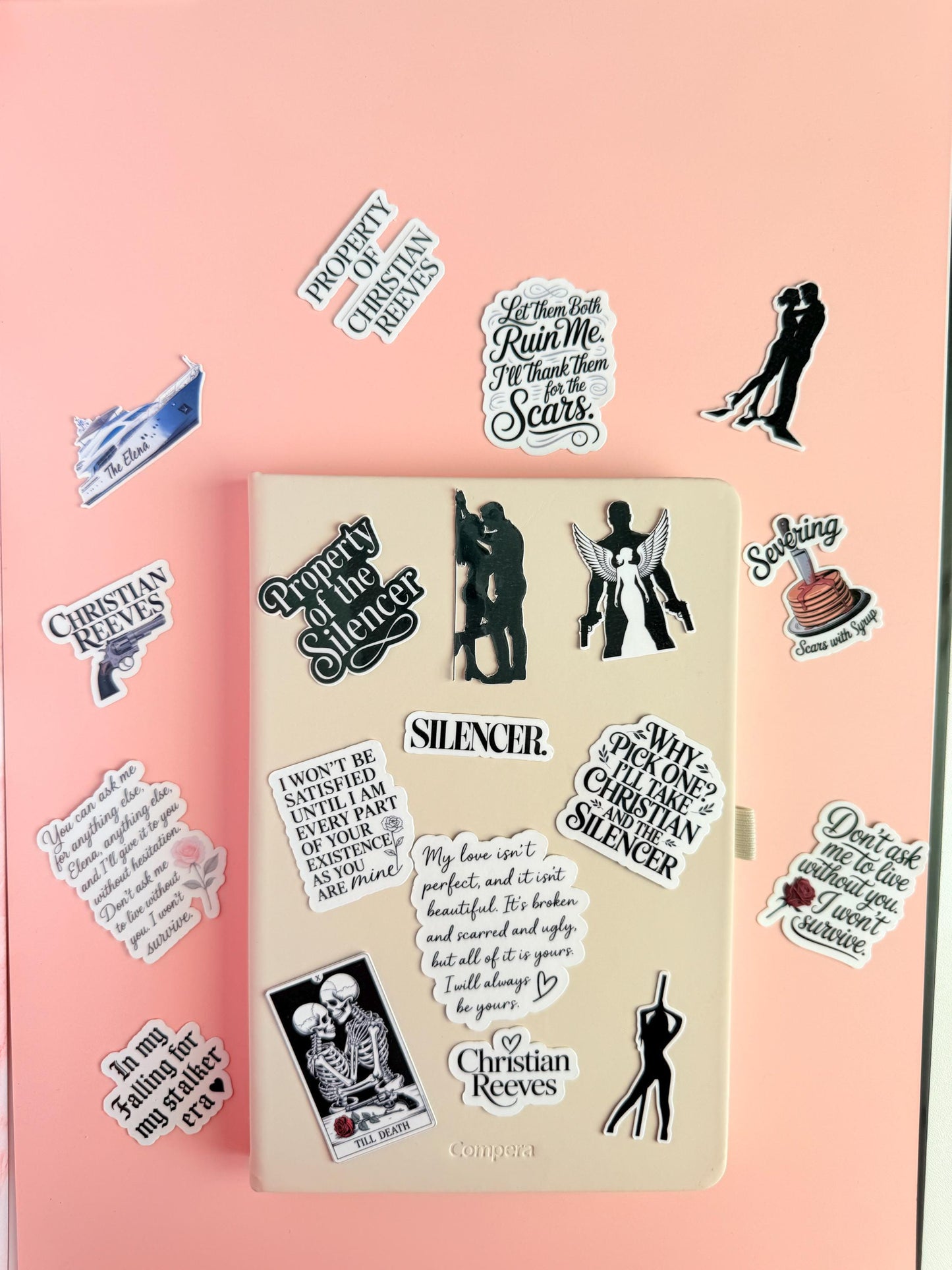 Under Your Scars Sticker Pack | Christian Reeves The Silencer Dark Romance Vinyl Decal Bundle | 19-Piece BookTok Unhinged Obsession Merch | Ariel Anderson Fan Gift - The Sticker Era