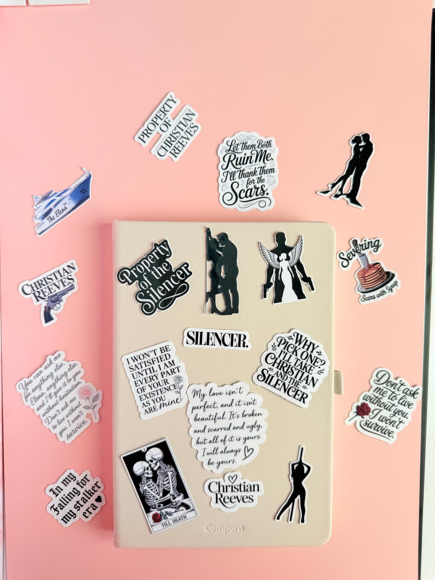 Under Your Scars Sticker Pack | Christian Reeves The Silencer Dark Romance Vinyl Decal Bundle | 19-Piece BookTok Unhinged Obsession Merch | Ariel Anderson Fan Gift - The Sticker Era