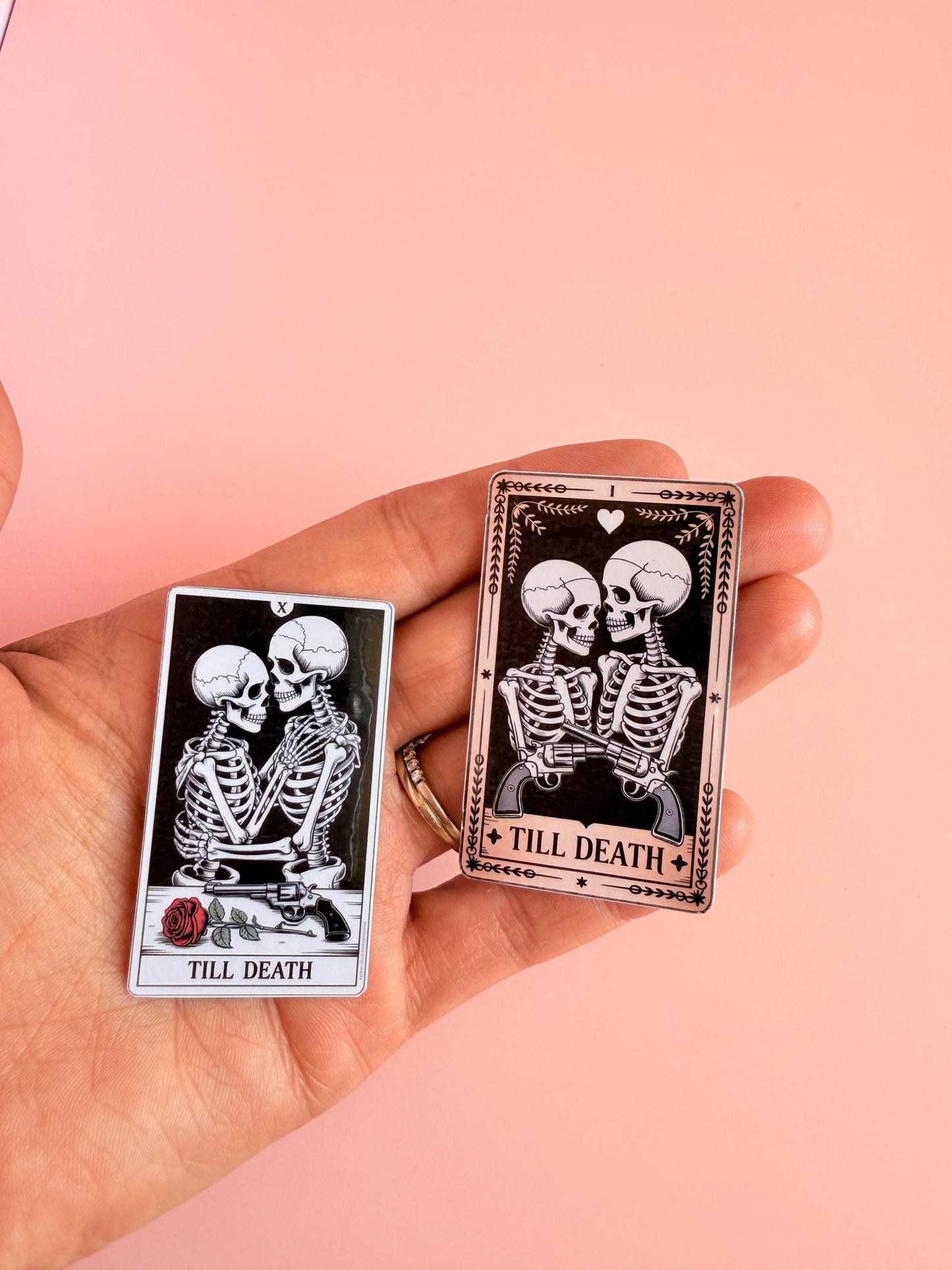 Till Death Tarot Sticker Set – Gothic Skeleton Couple Vinyl Stickers | Dark Romance Bookish Gift for Kindles, Tumblers, Journals | gift set - The Sticker Era