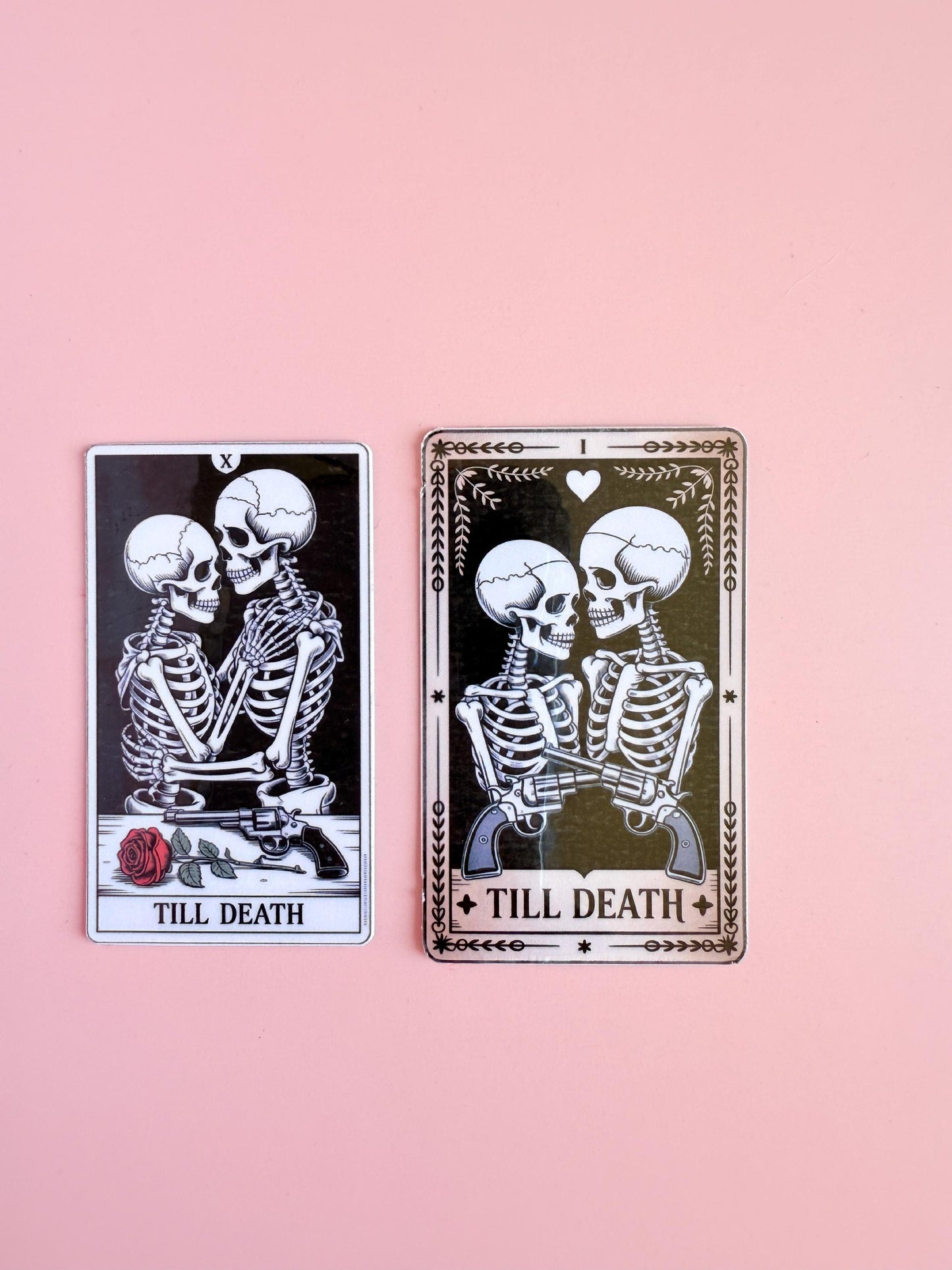 Till Death Tarot Sticker Set – Gothic Skeleton Couple Vinyl Stickers | Dark Romance Bookish Gift for Kindles, Tumblers, Journals | gift set - The Sticker Era