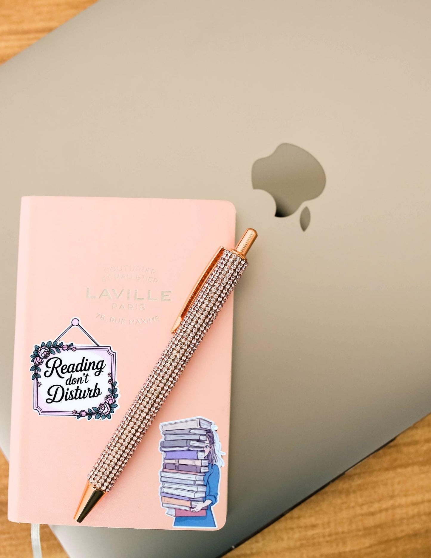 Book Hoarder Sticker – Girl Peeking with Huge Stack of Books, Bookish Vinyl Decal for Readers & Journal Lovers - The Sticker Era