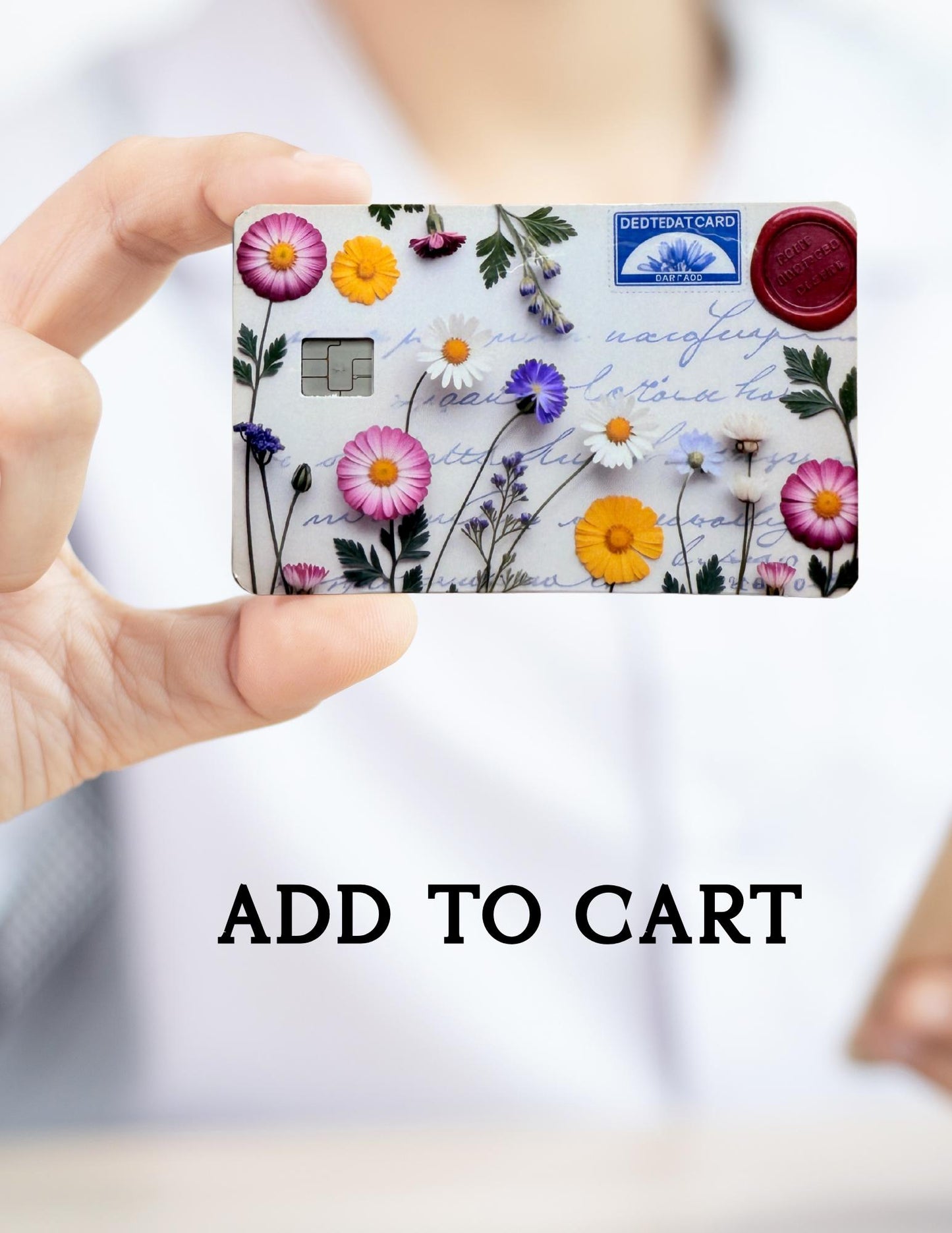 Vintage Botanical Flower Debit Card Skin: Aesthetic Vinyl Cover with Script for Nature Lovers - The Sticker Era