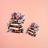 Floral Book Stack Sticker | Aesthetic Bookish Flower Vinyl Decal by The Sticker Era