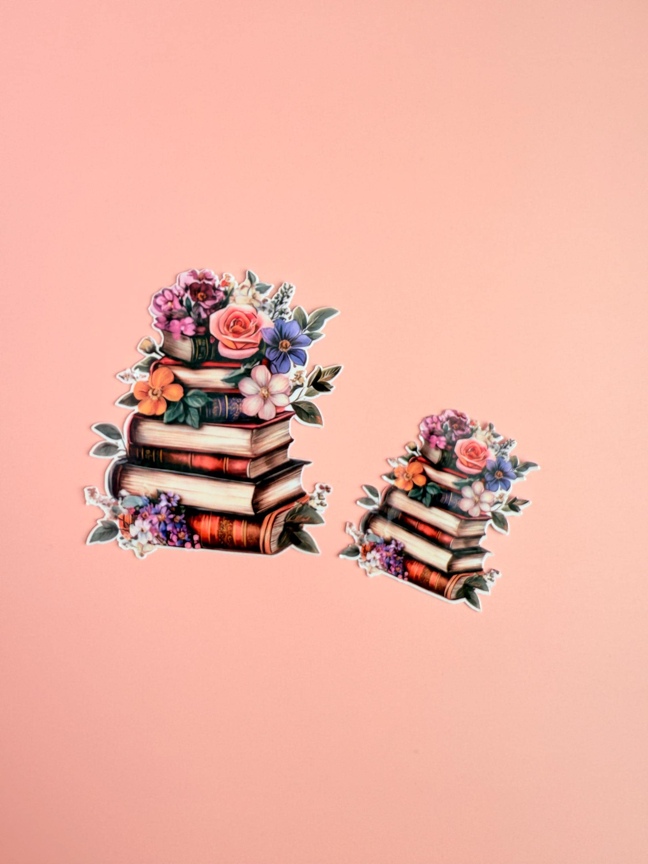 Floral Book Stack Sticker | Aesthetic Bookish Flower Vinyl Decal by The Sticker Era