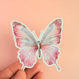 Pink Butterfly Vintage Text Sticker | Bookish Aesthetic Vinyl Decal by The Sticker Era