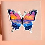 Ocean Sunset Butterfly Sticker | Aesthetic Waterproof Vinyl Decal by The Sticker Era