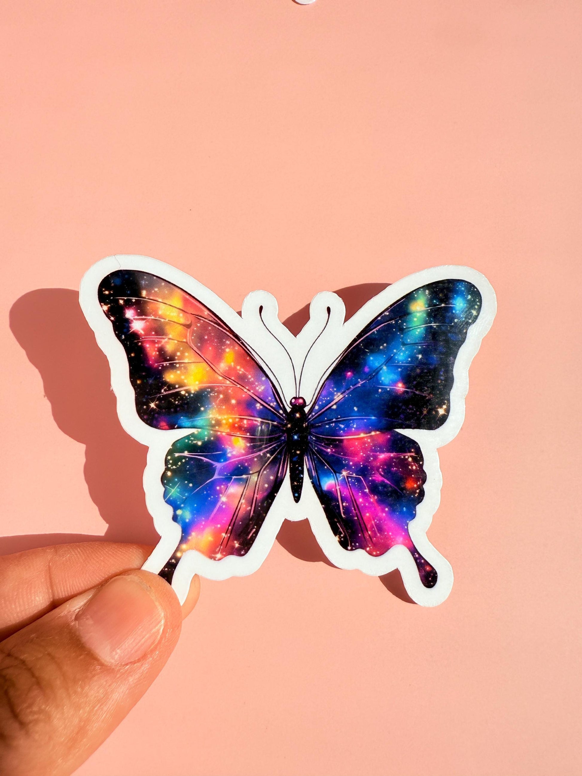 Galaxy Butterfly Sticker – Cosmic Vinyl Butterfly Decal | Holographic Space Aesthetic Waterproof Sticker for Journals & Laptops | Space gift - The Sticker Era