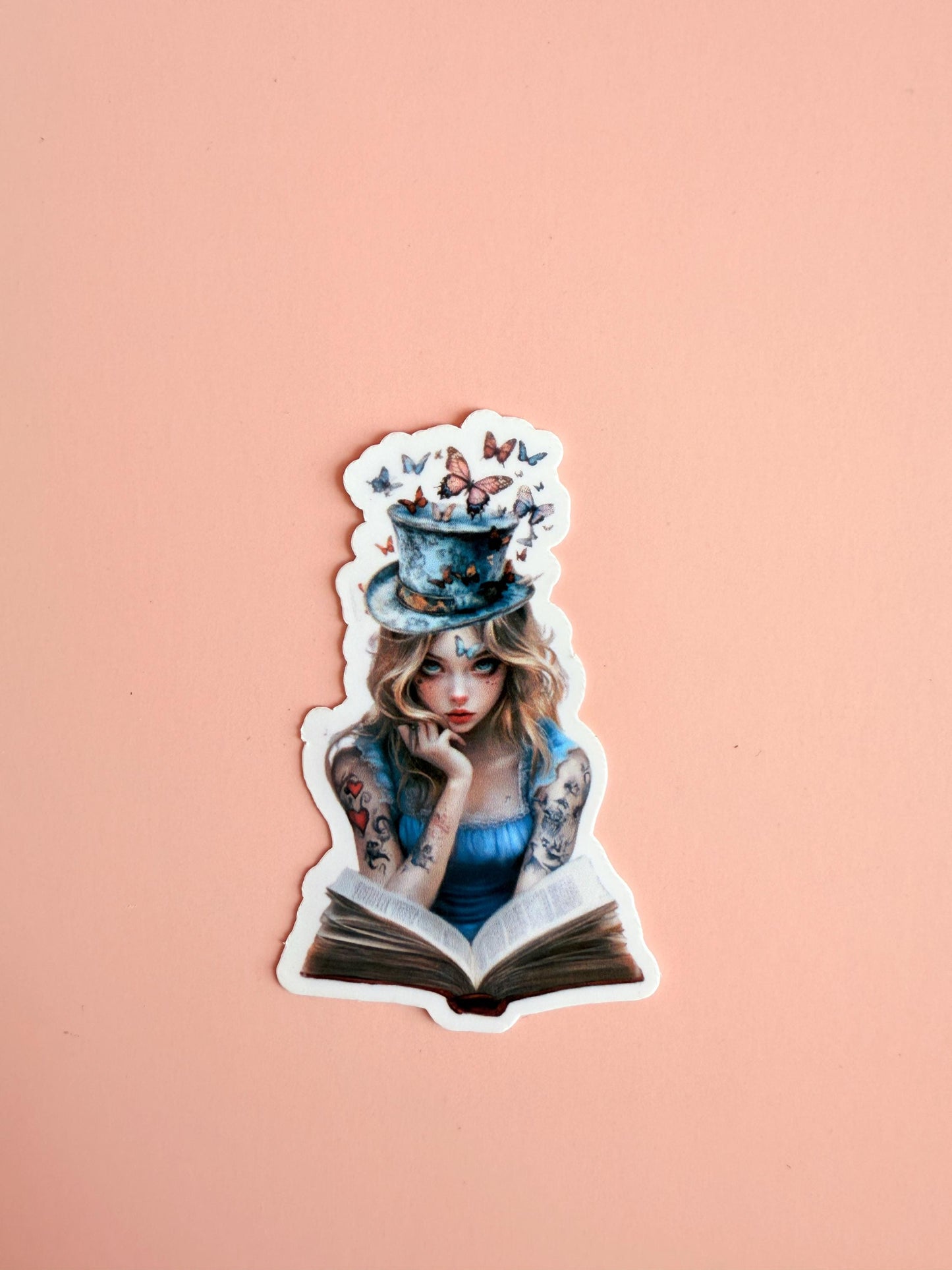 Alice in Wonderland Sticker – Bookish Vinyl Decal, Mad Hatter Hat, Literary Gift for Readers, Aesthetic Laptop and Journal Sticker - The Sticker Era