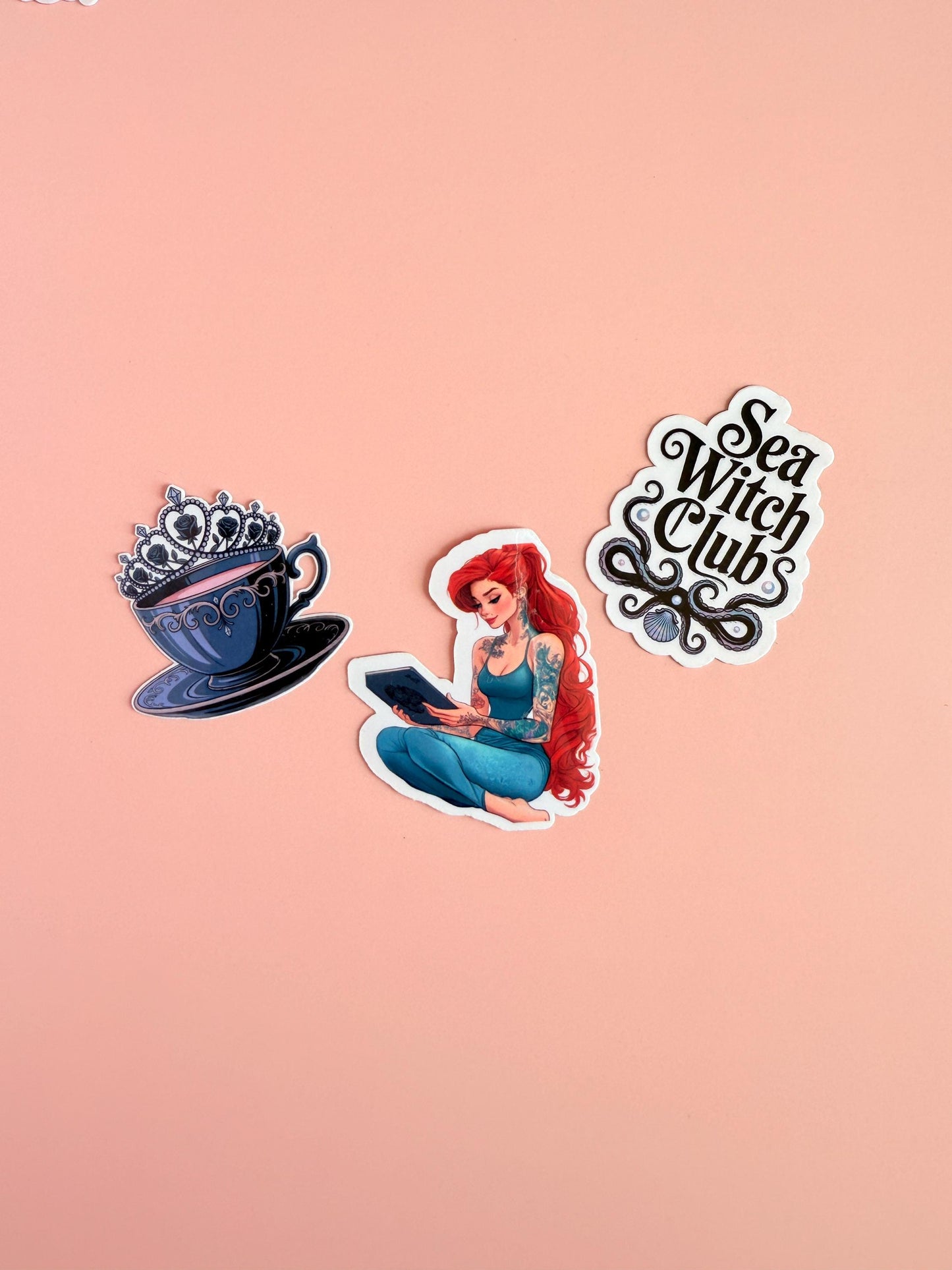 Sea Witch & Royal Aesthetic Sticker Pack: Fantasy Bookish Vinyl Mermaid Bundle for Ocean Lovers - The Sticker Era