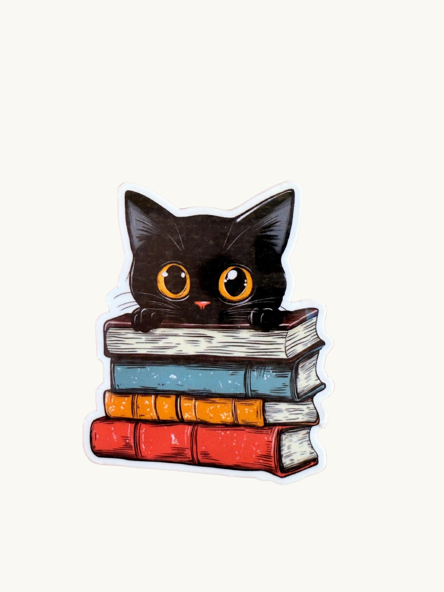 Black Cat Book Sticker – Cute Vinyl Reading Sticker for Book Lovers, Cat Moms, and Readers| book club gifts| cute animal sticker| book decal - The Sticker Era