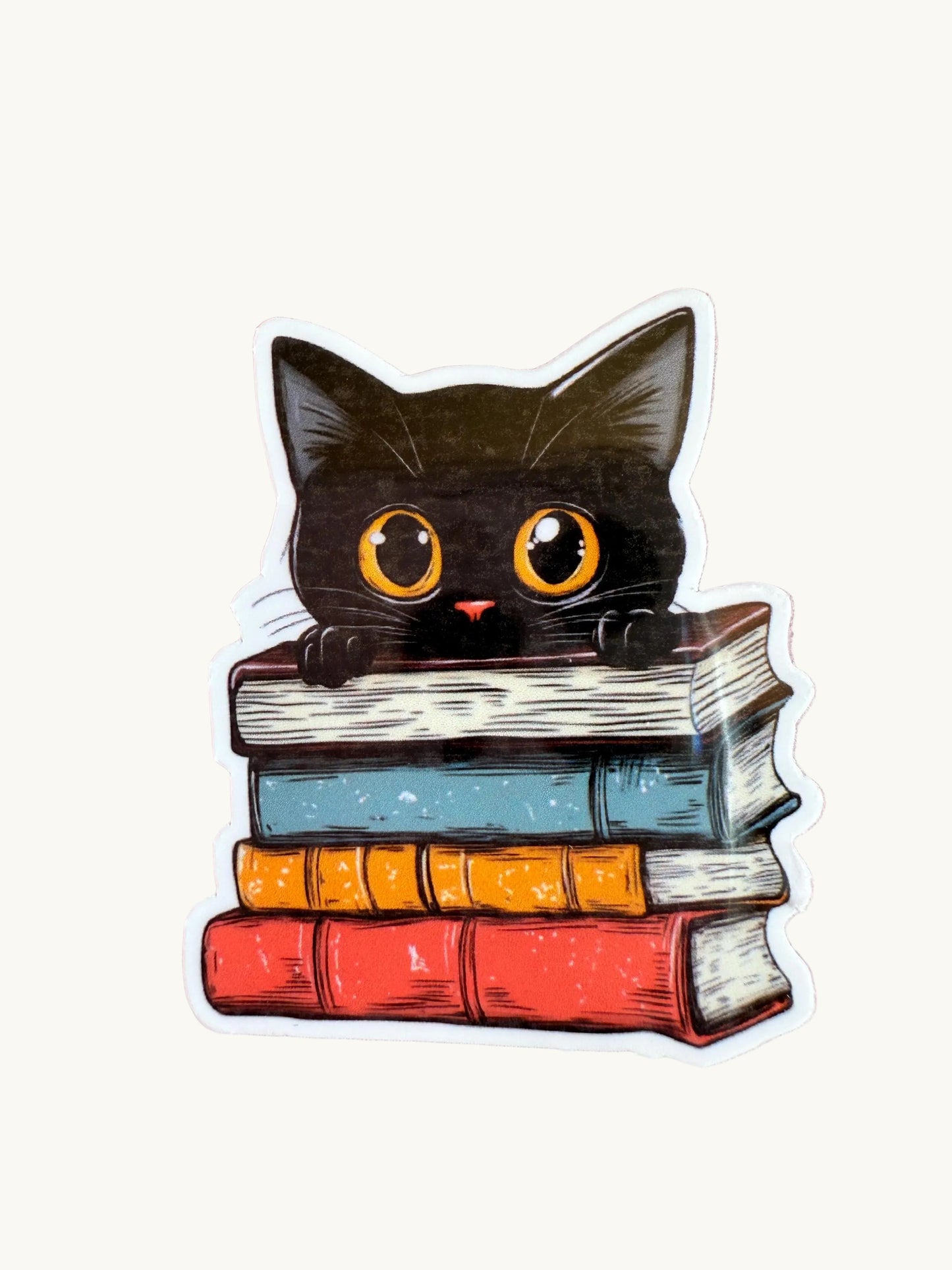 Black Cat Book Sticker – Cute Vinyl Reading Sticker for Book Lovers, Cat Moms, and Readers| book club gifts| cute animal sticker| book decal - The Sticker Era
