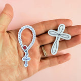 Cross & Rosary Sticker Set | Faith-Based Christian Vinyl Decals by The Sticker Era