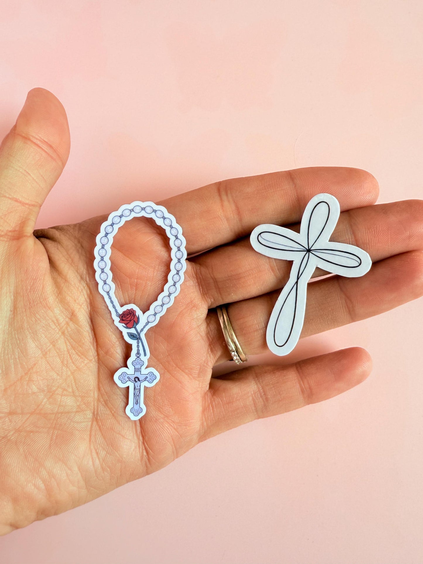 Christian Cross and Rosary Sticker Set – Faith-Based Vinyl Stickers for Bible Journals, Laptops & Water Bottles| baptism gift| Jesus sticker - The Sticker Era