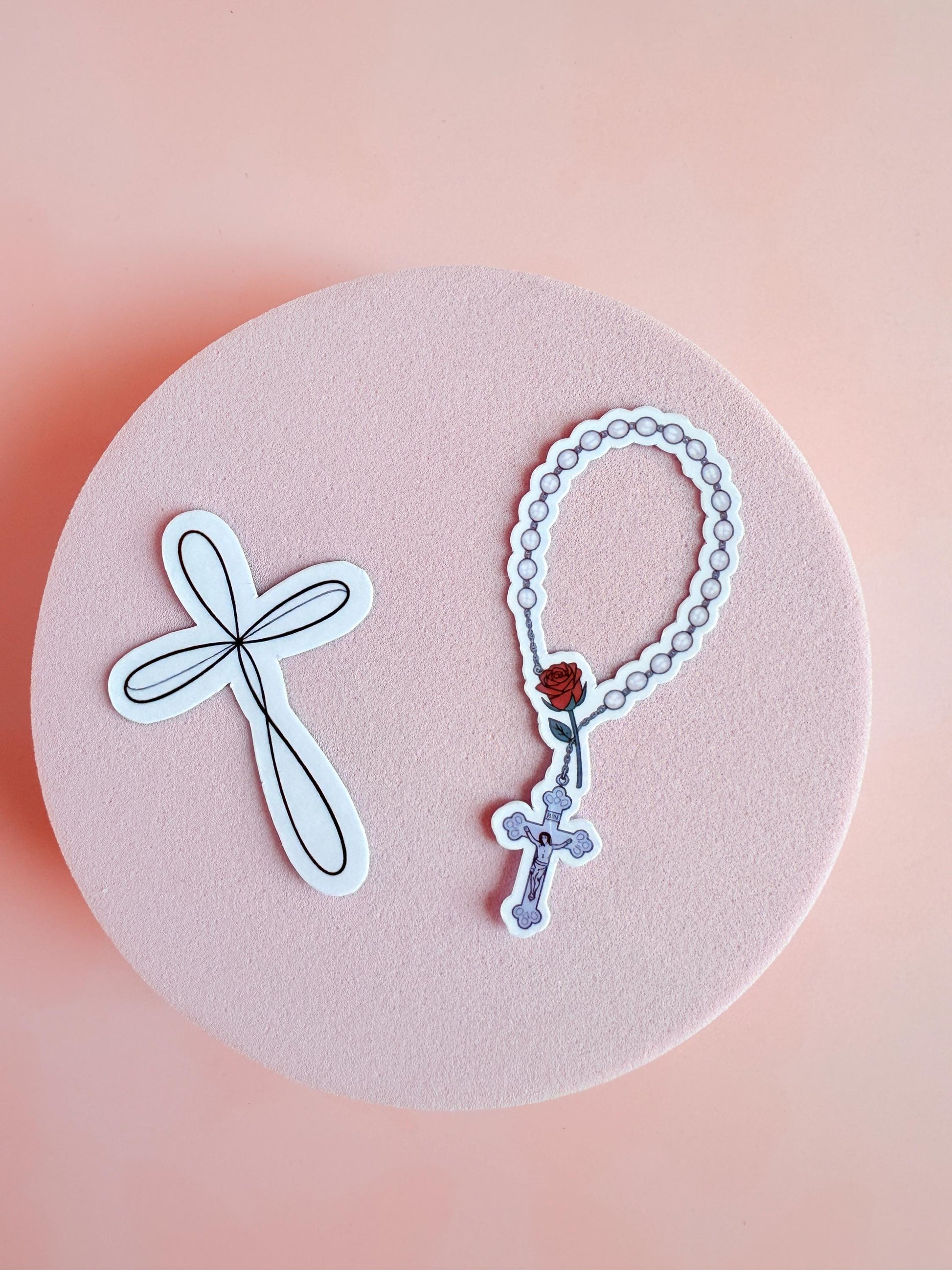 Christian Cross and Rosary Sticker Set – Faith-Based Vinyl Stickers for Bible Journals, Laptops & Water Bottles| baptism gift| Jesus sticker - The Sticker Era