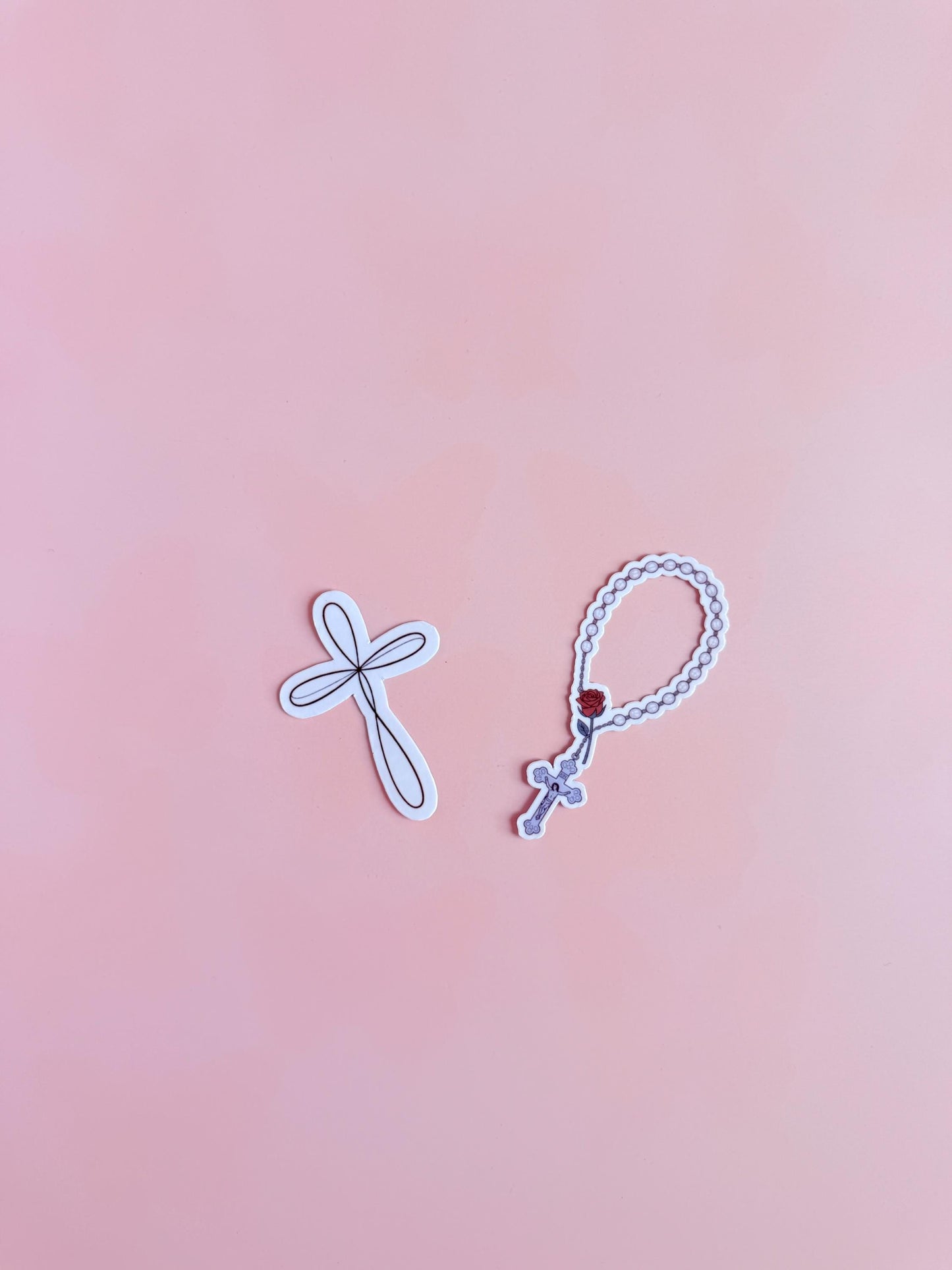 Christian Cross and Rosary Sticker Set – Faith-Based Vinyl Stickers for Bible Journals, Laptops & Water Bottles| baptism gift| Jesus sticker - The Sticker Era