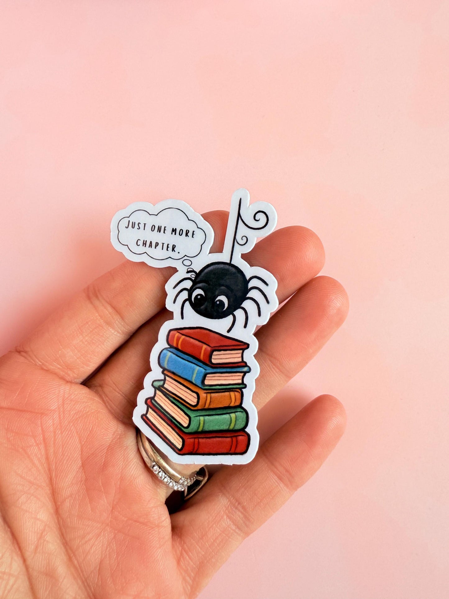 Just One More Chapter Book Sticker – Funny Bookish Spider Vinyl for Readers, Bookworms & Kindle Decor| kindle accsories| cute spider| - The Sticker Era