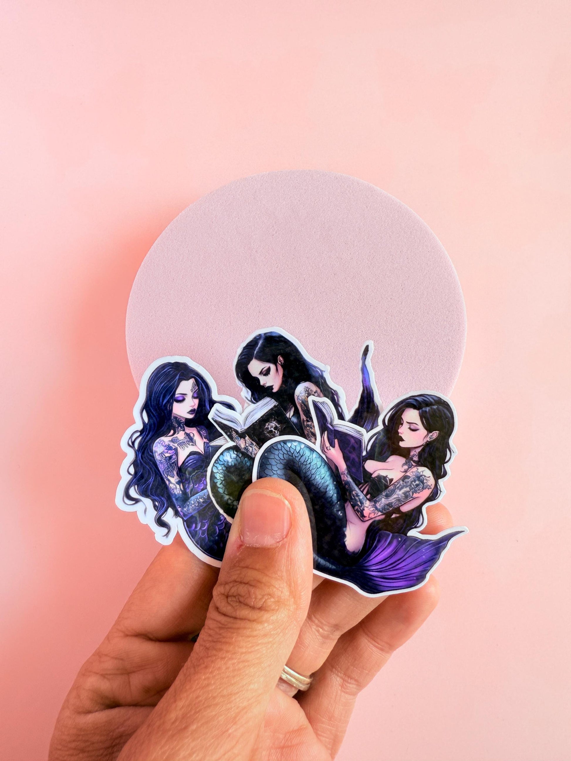 Dark Mermaid Book Sticker Set – Tattooed Reading Siren Vinyl Stickers for Fantasy Readers, Kindle Girls & Dark Romance Fans| siren mermaid - The Sticker Era