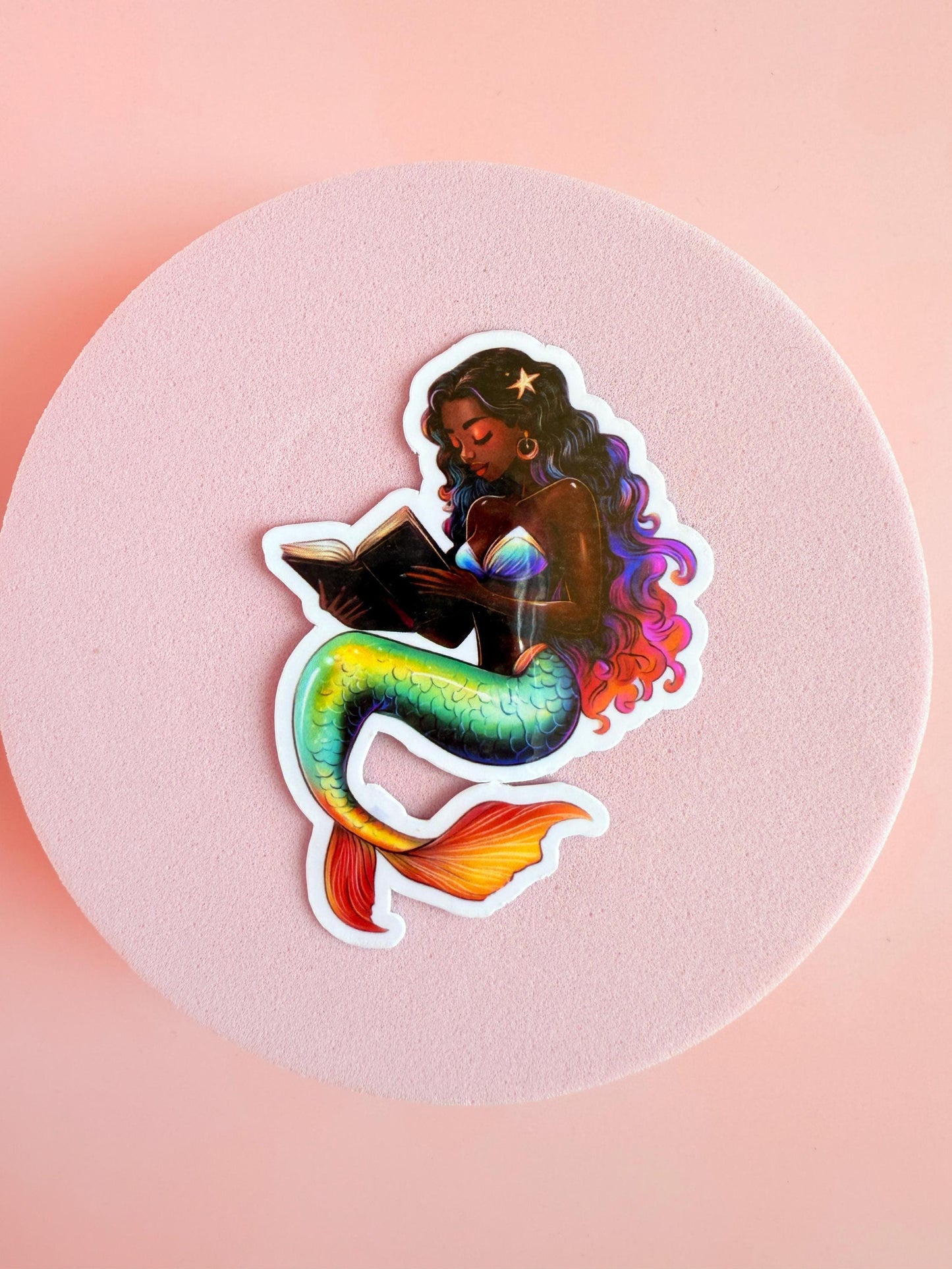 Black Mermaid Sticker Pack – Vibrant Vinyl Reading & Singing Mermaids for Journals, Water Bottles, Bookish Gifts| Mermaidcore Aesthetic | - The Sticker Era