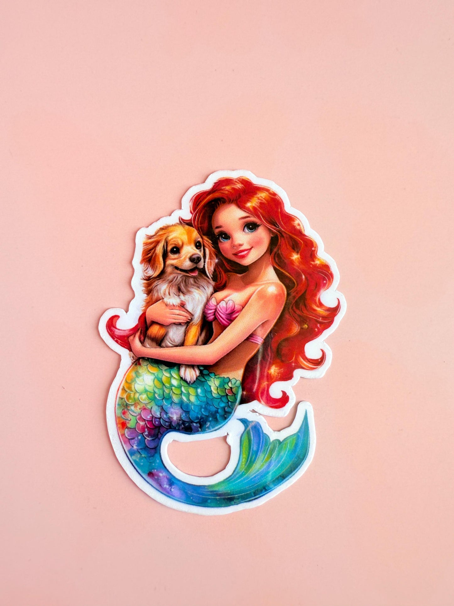Mermaid and Dog Sticker –Cute Pet Mom Vinyl Sticker for Water Bottles, Journals, Kindles & Fantasy Animal Lovers| cute mermaid| gift for her - The Sticker Era
