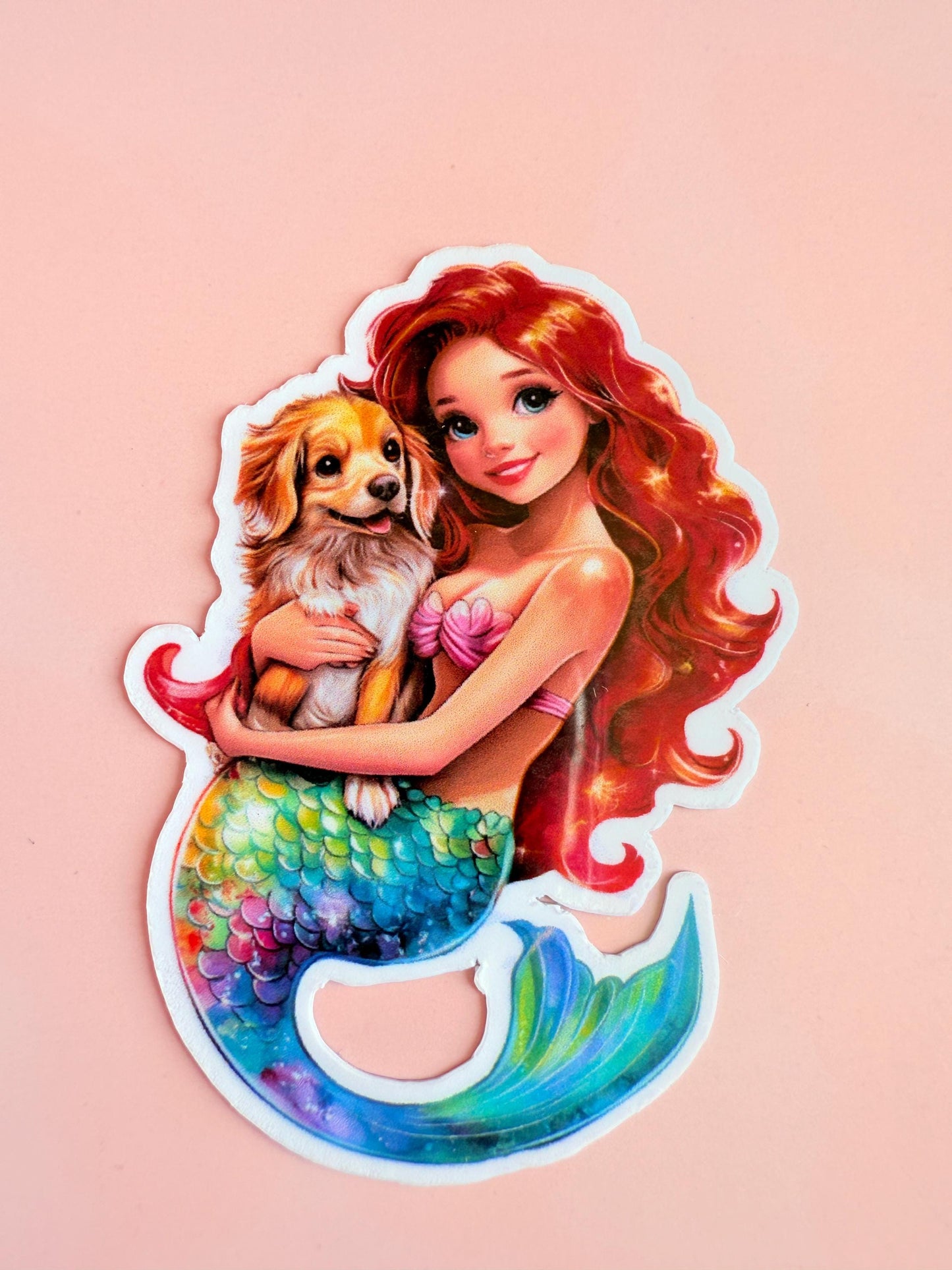 Mermaid and Dog Sticker –Cute Pet Mom Vinyl Sticker for Water Bottles, Journals, Kindles & Fantasy Animal Lovers| cute mermaid| gift for her - The Sticker Era