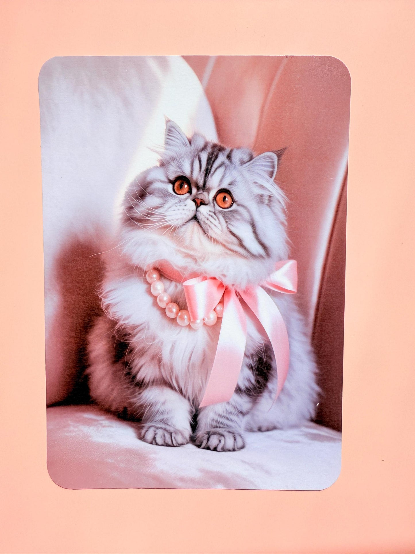 Glamour Cat Kindle Insert – Shipped Kindle Case Decor, Coquette Kitty Aesthetic, Pink Ribbon Bookish Gift - The Sticker Era