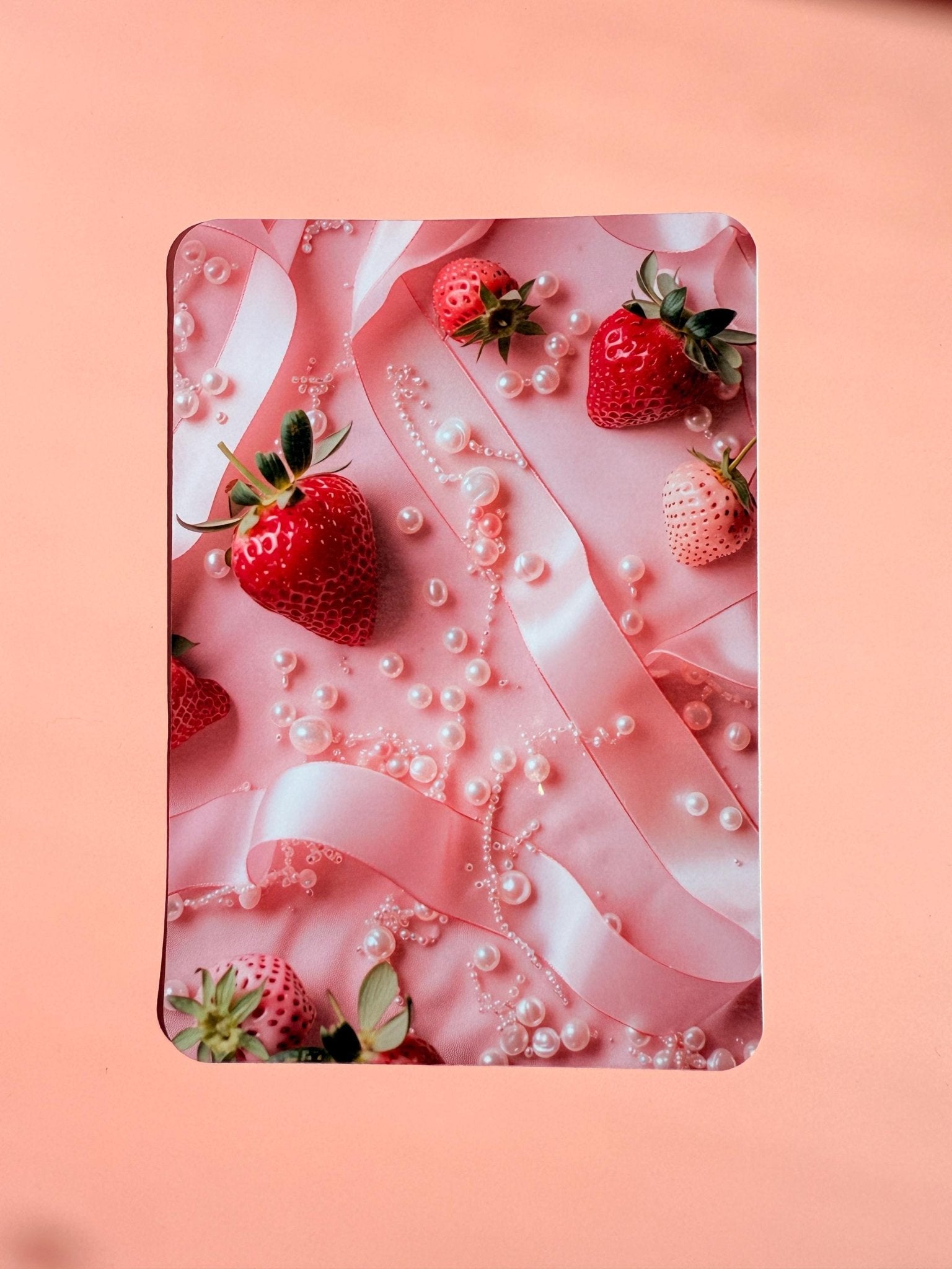 Strawberry Coquette Kindle Insert | Pink Pearl Aesthetic E-Reader Skin by The Sticker Era
