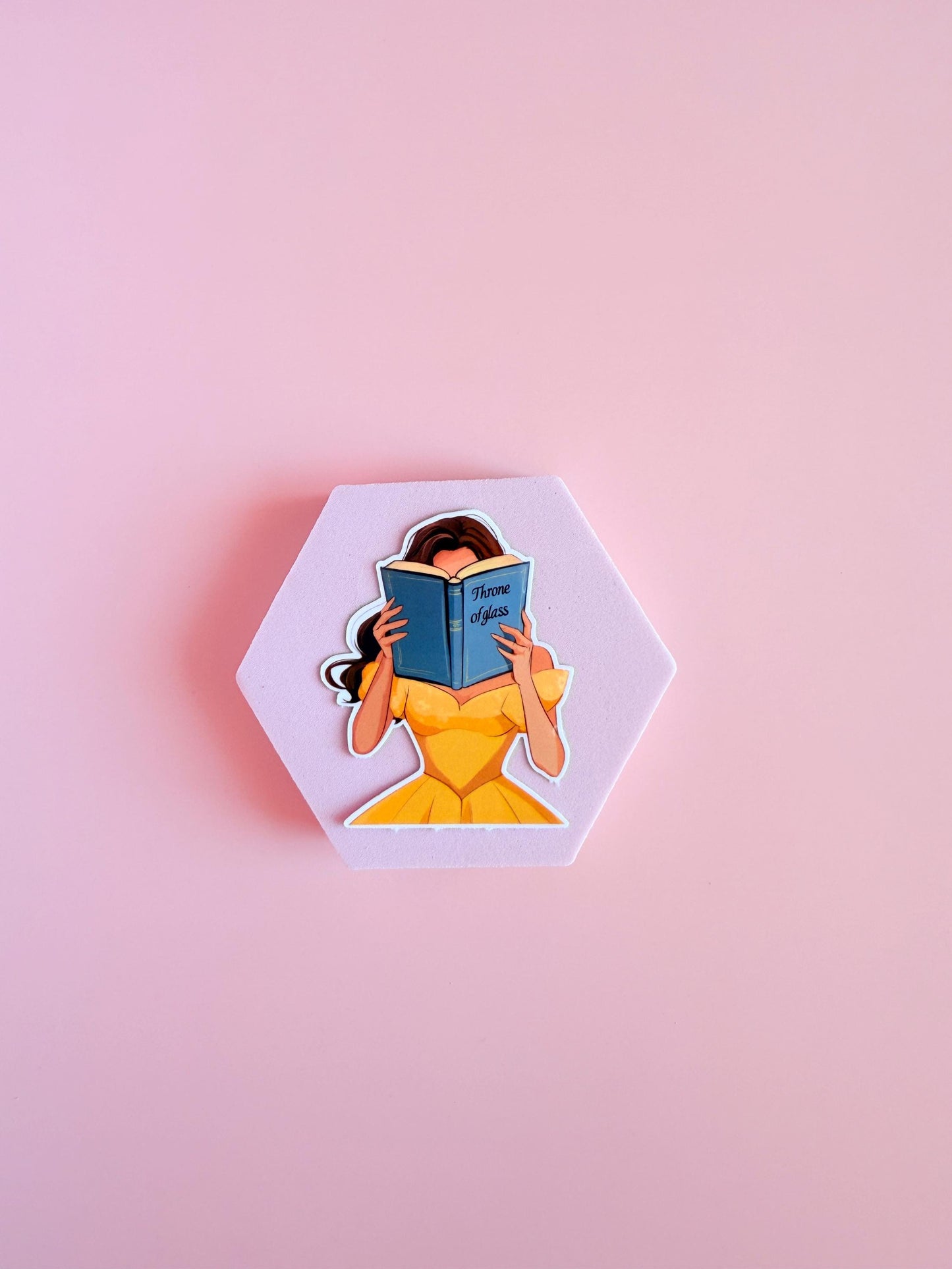 Belle Reading Throne of Glass Sticker – Bookish Vinyl Decal for Fantasy Fans & Journals - The Sticker Era