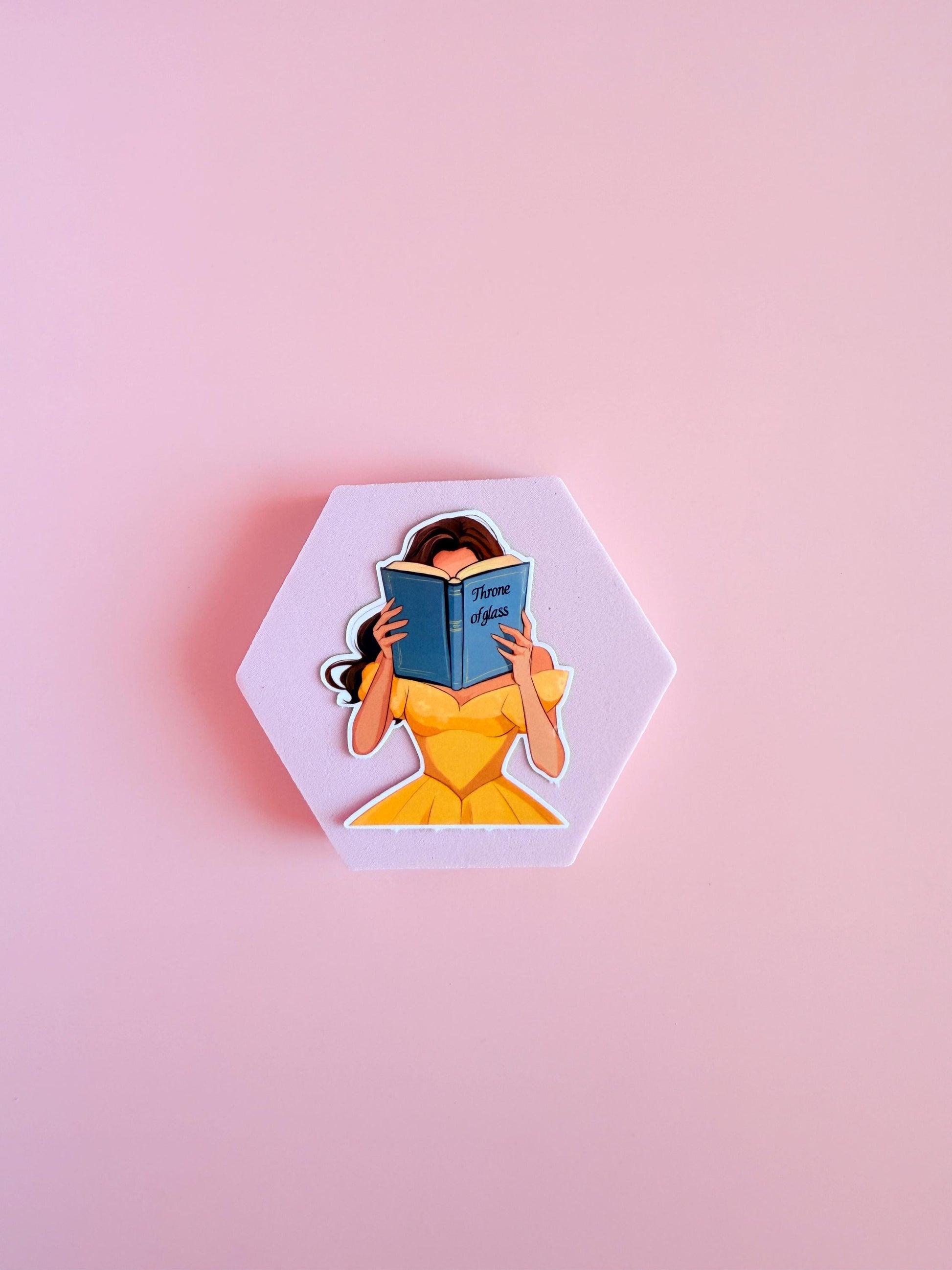 Belle Reading Throne of Glass Sticker – Bookish Vinyl Decal for Fantasy Fans & Journals - The Sticker Era