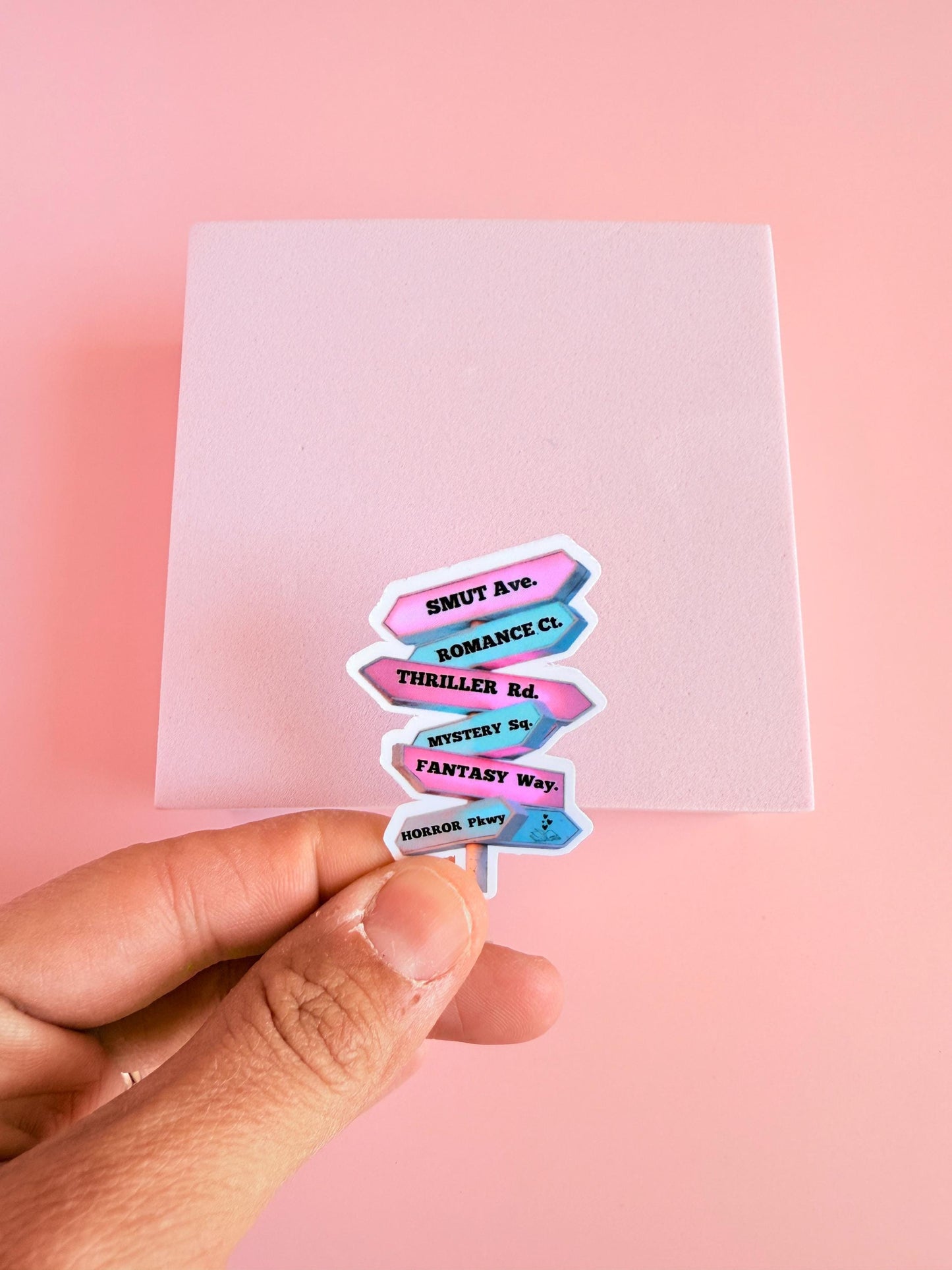 Book Genre Street Sign Sticker – Funny Vinyl Decal for Book Lovers & Planners - The Sticker Era