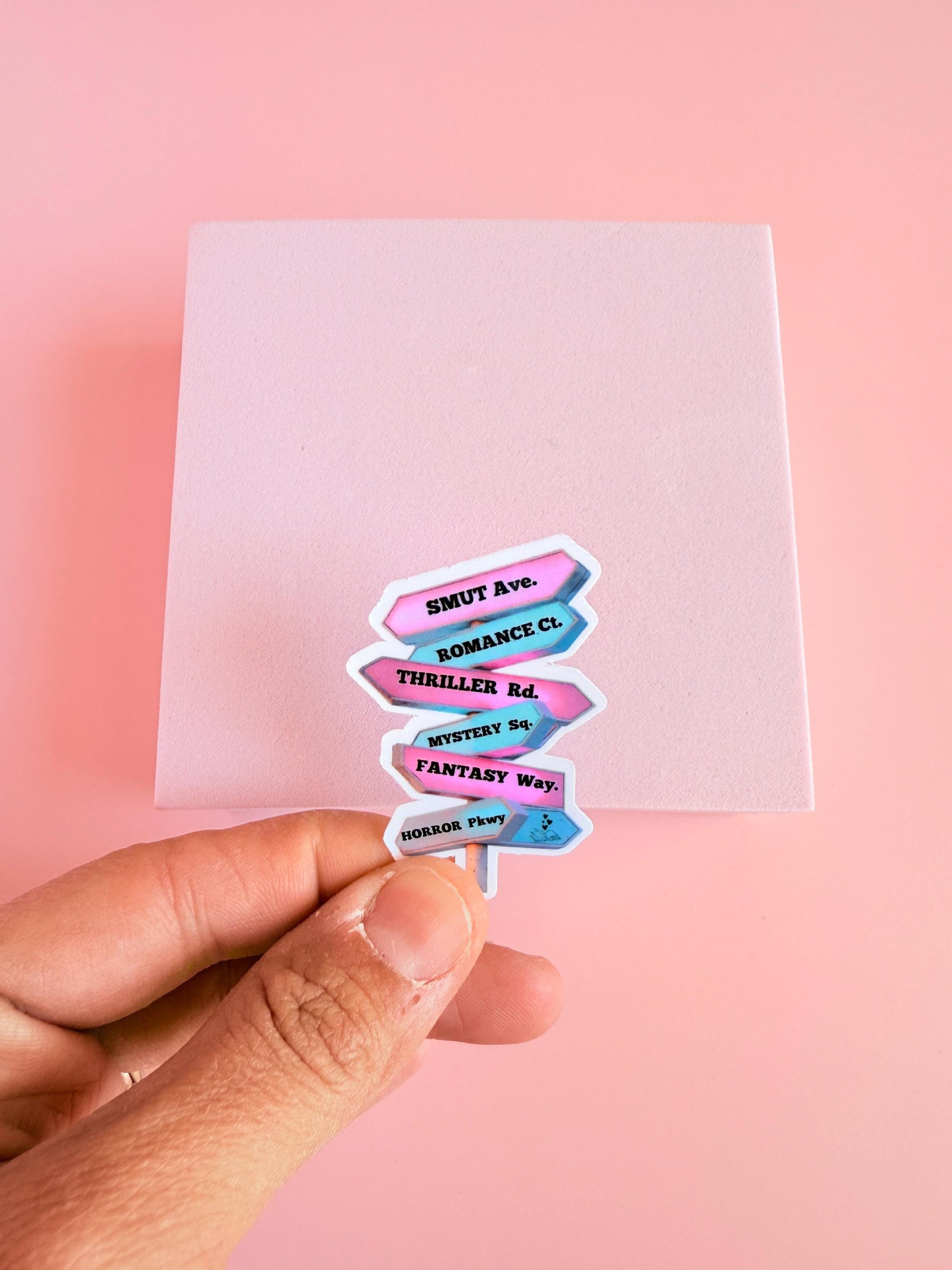 Book Genre Street Sign Sticker – Funny Vinyl Decal for Book Lovers & Planners - The Sticker Era